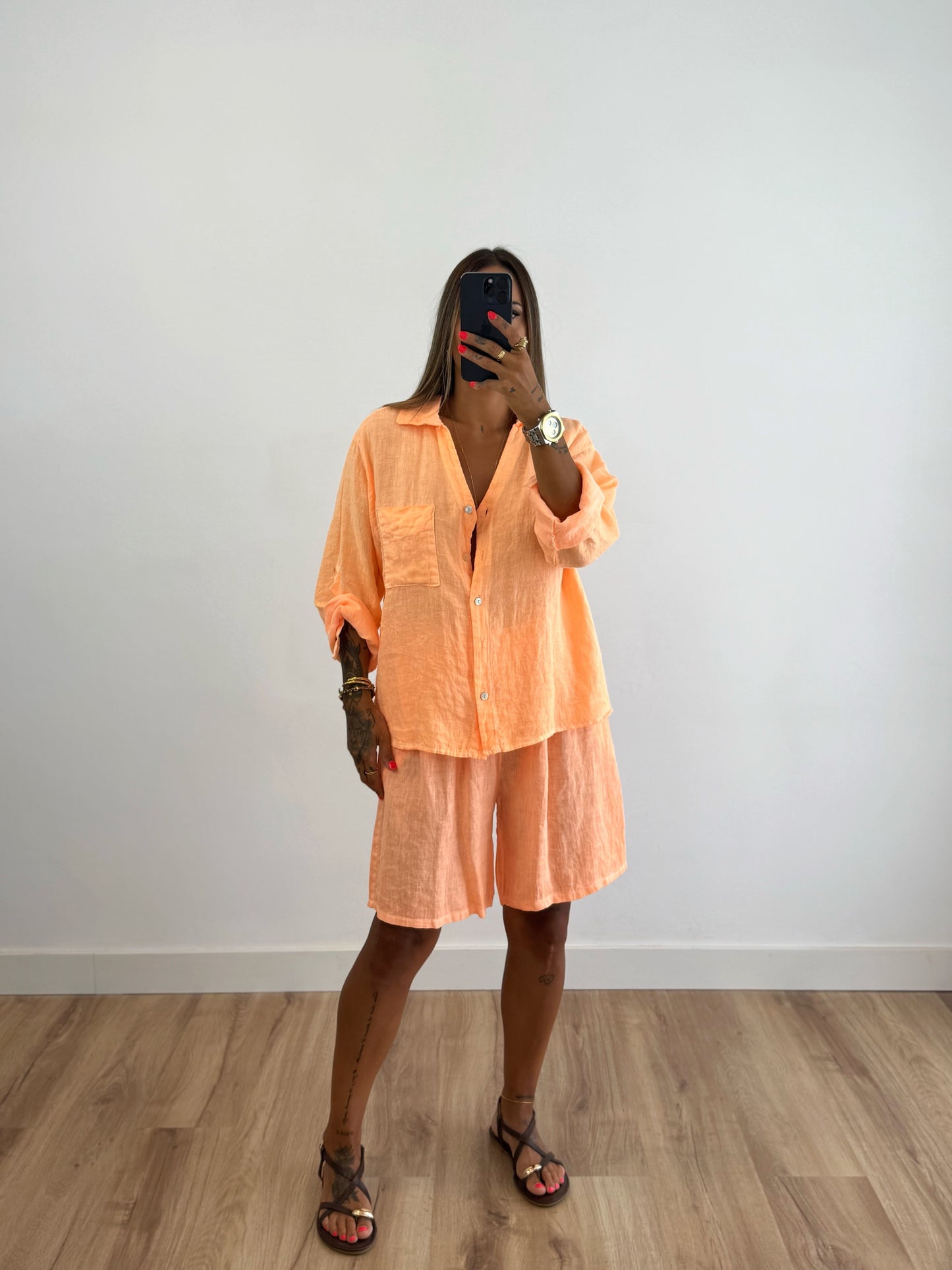 BERMUDA PURO LINO ORANGE FLÚOR