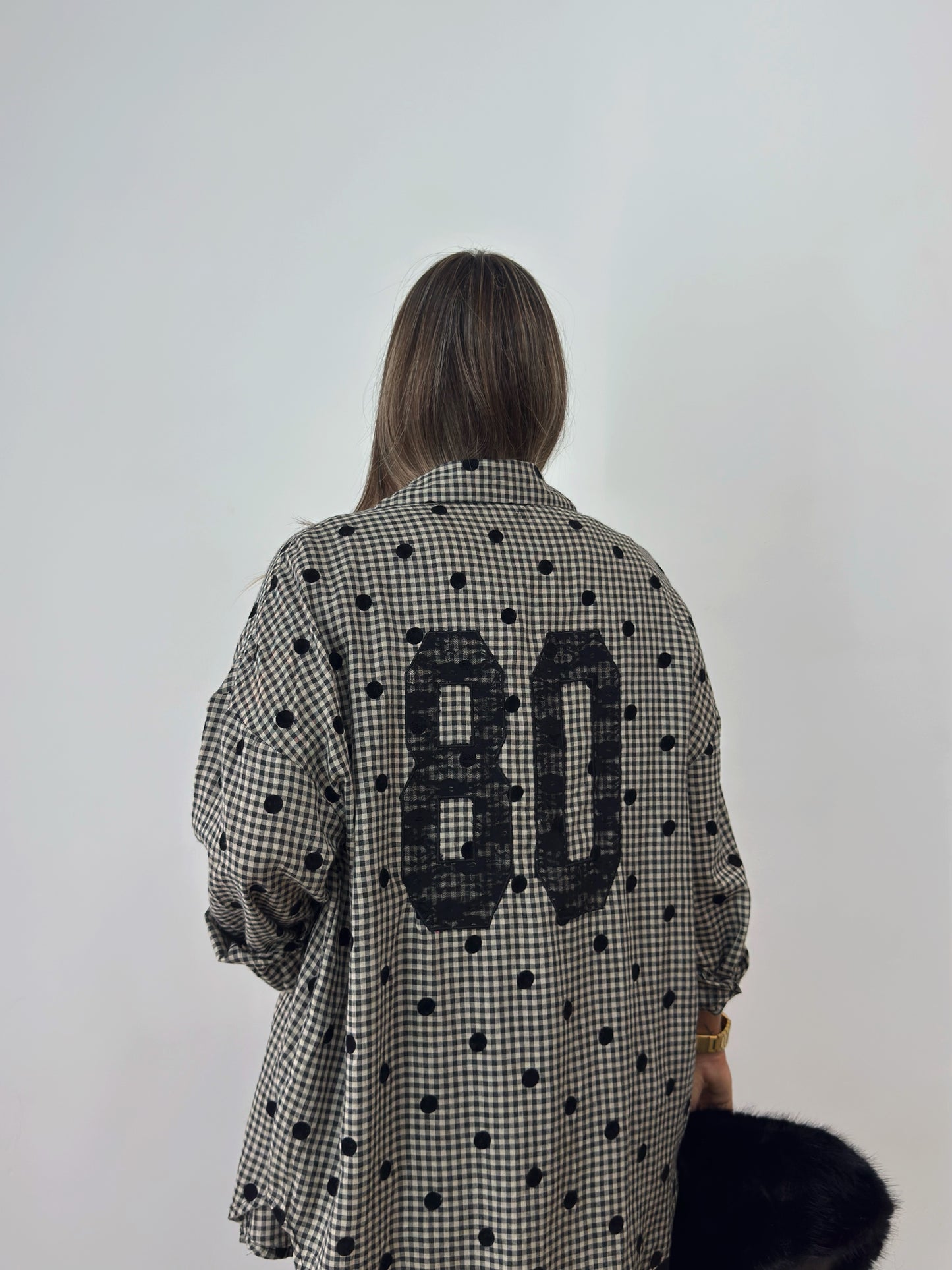 CAMISA OVER VICHY DOTS