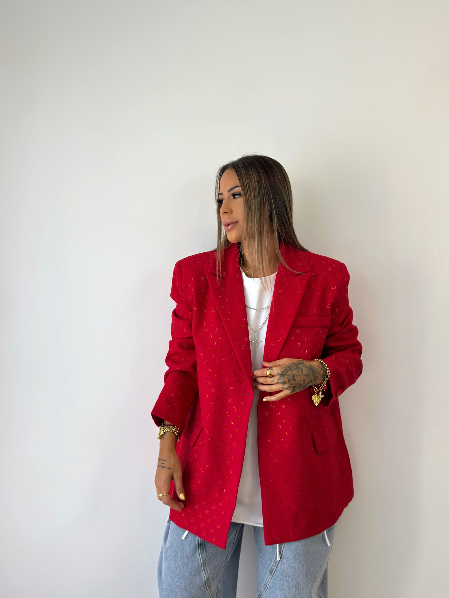 BLAZER OVER PREMIUM SHINNY RED