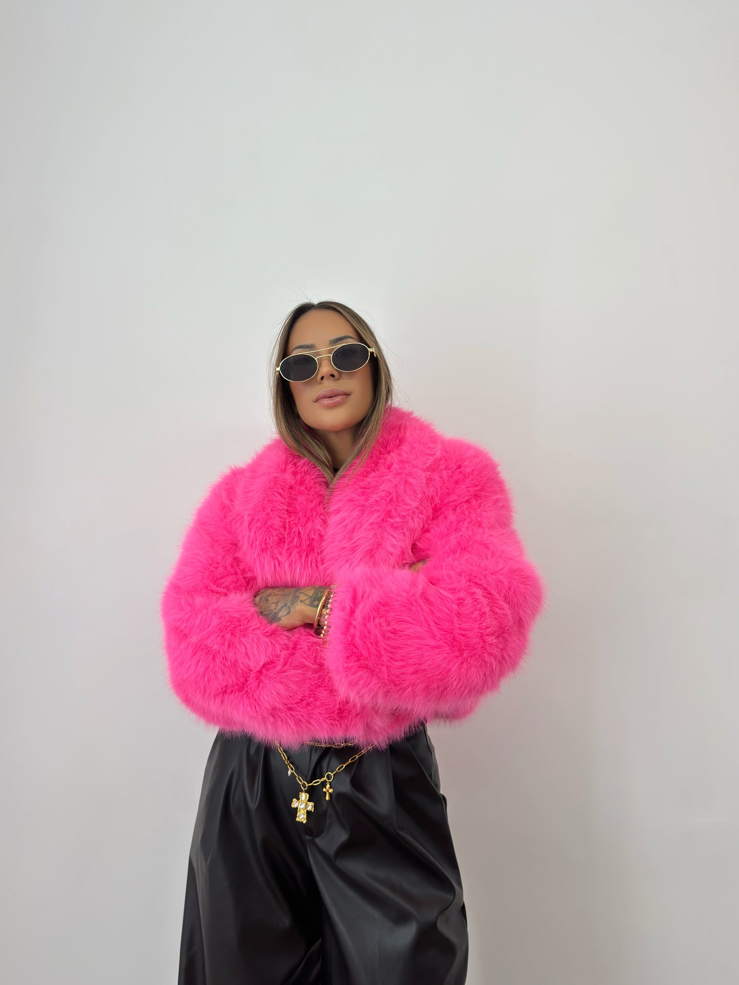 ABRIGO PREMIUM CROPPED PINK