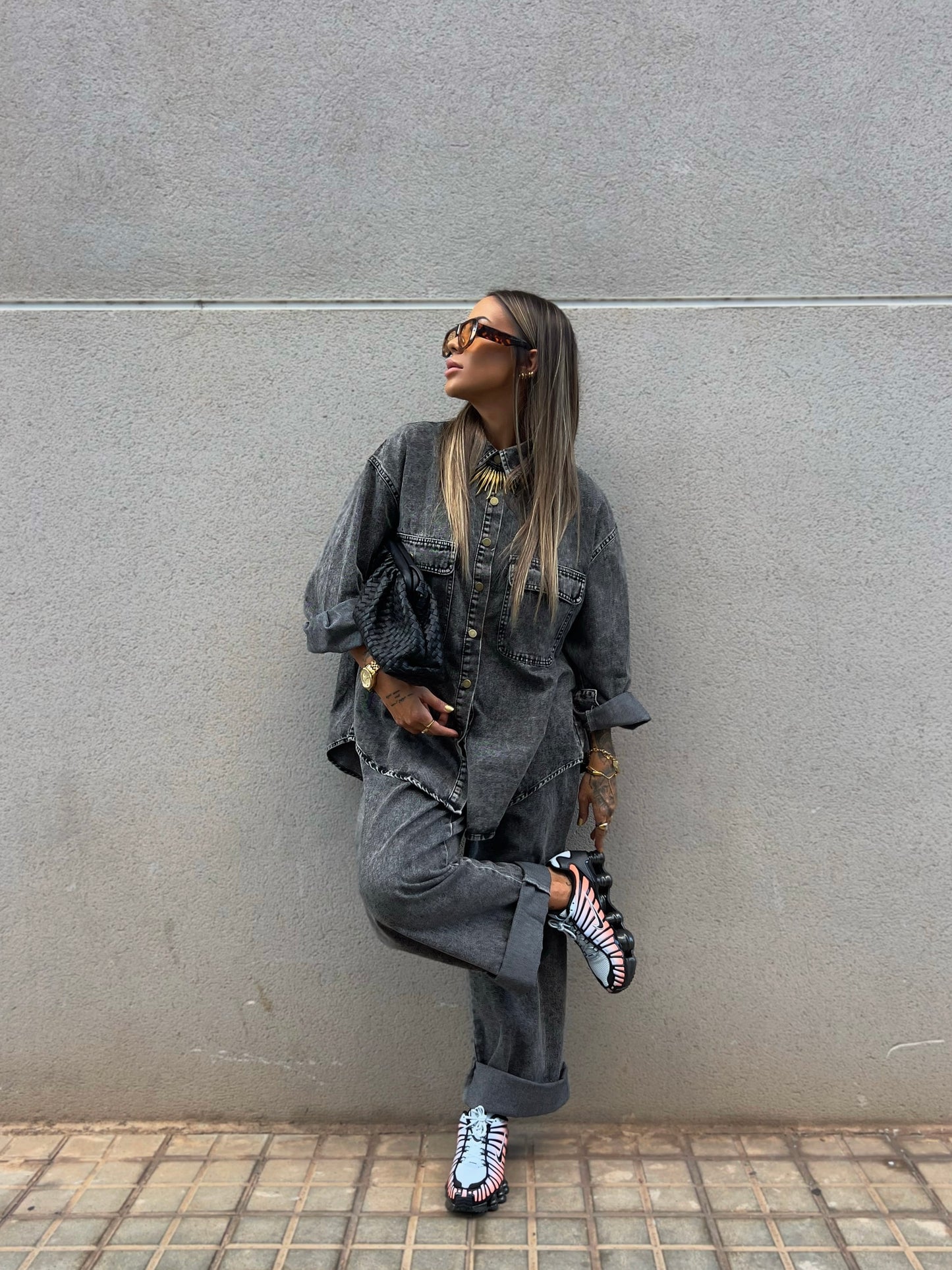 CONJUNTO OVERSIZE PREMIUM DENIM HARPER BLACK