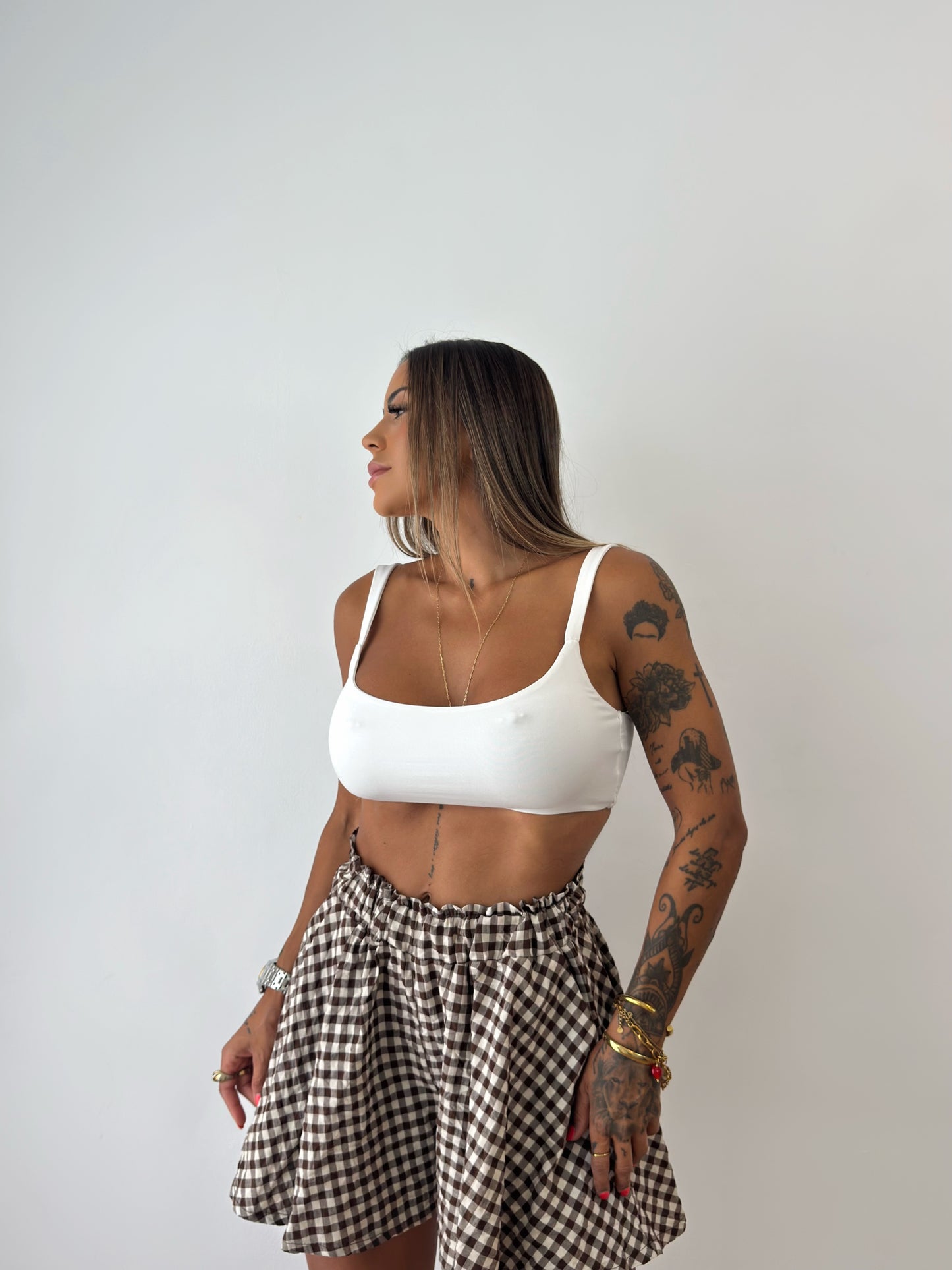 SHORT OVER VICHY BROWN