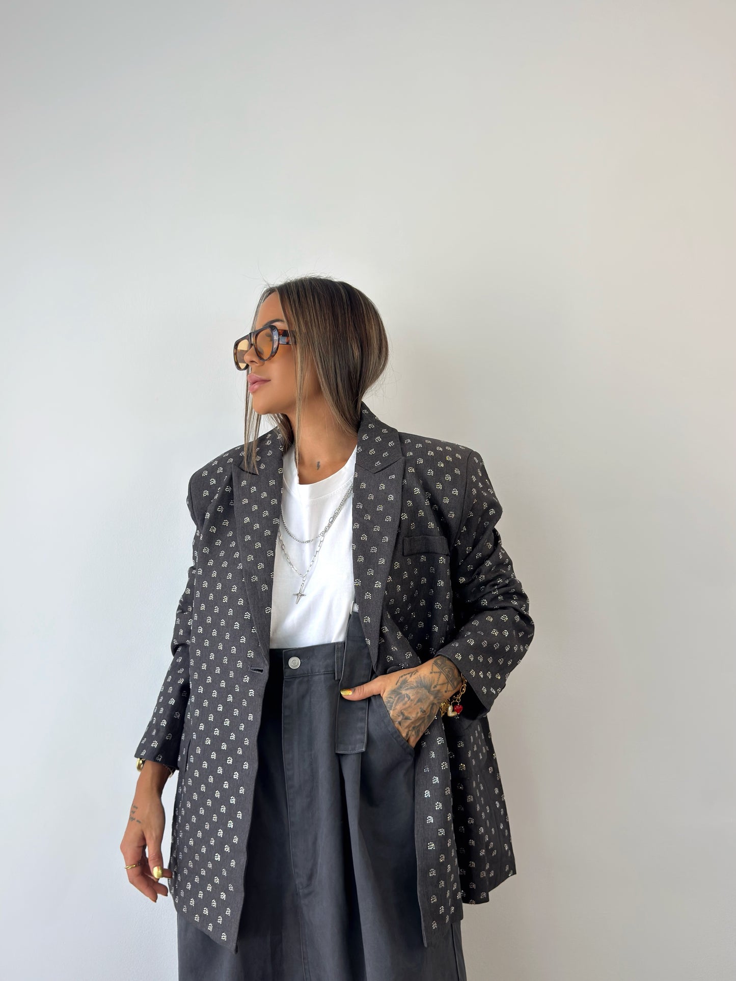 BLAZER OVER PREMIUM SHINNY GREY