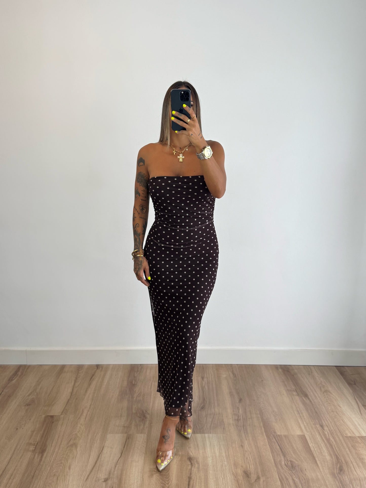 VESTIDO TUL POLKA BROWN