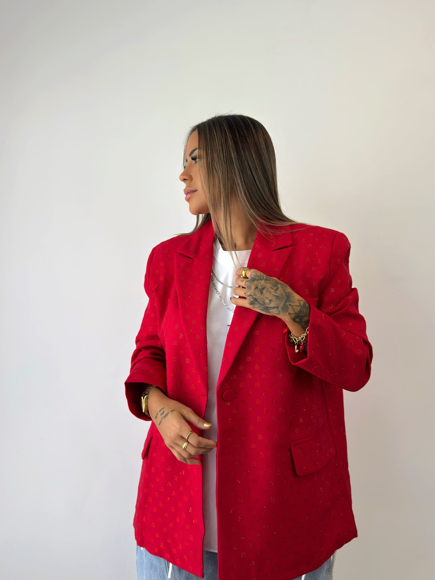 BLAZER OVER PREMIUM SHINNY RED