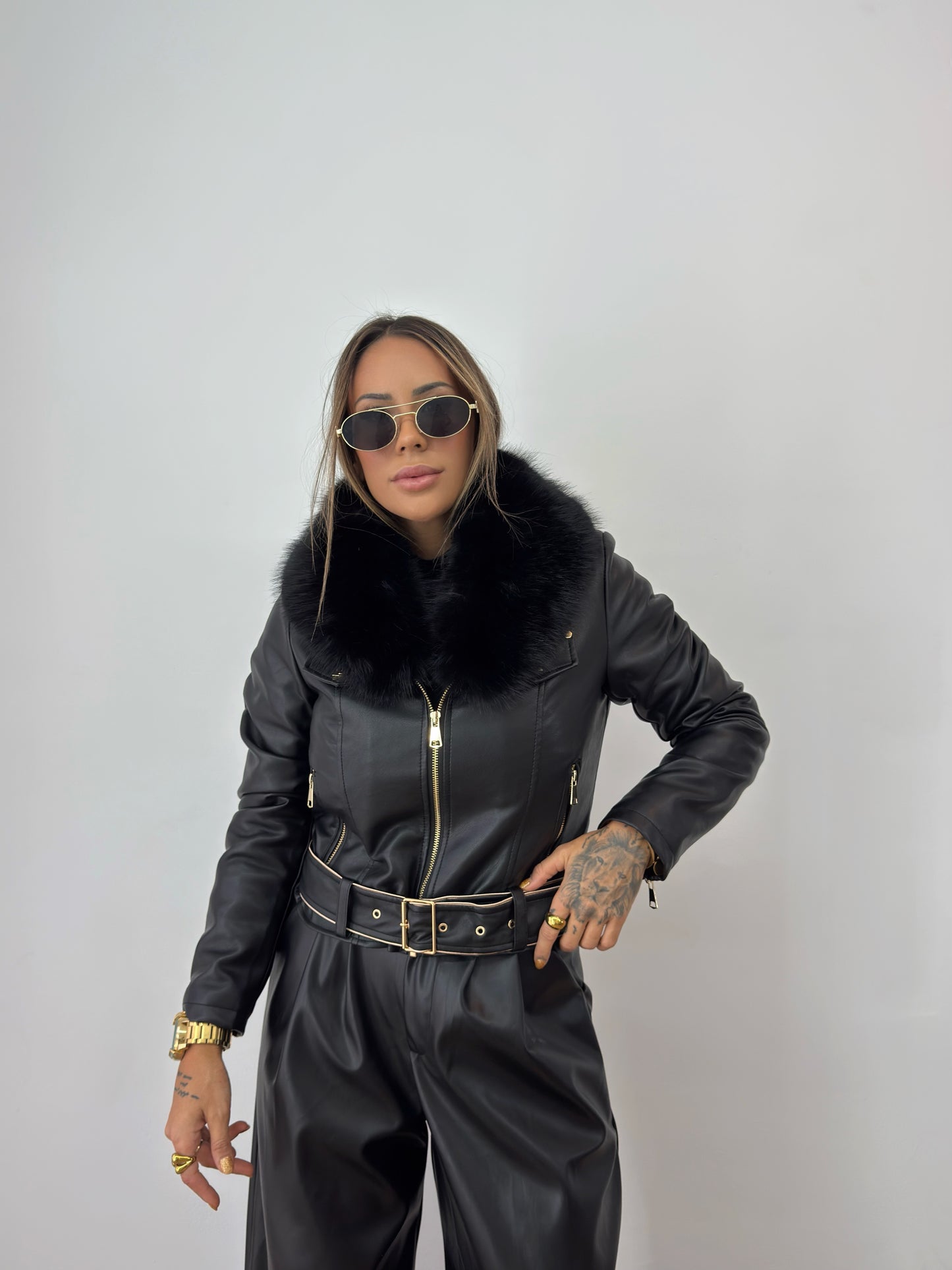 BIKER ECO PIEL PREMIUM GOLDEN BLACK