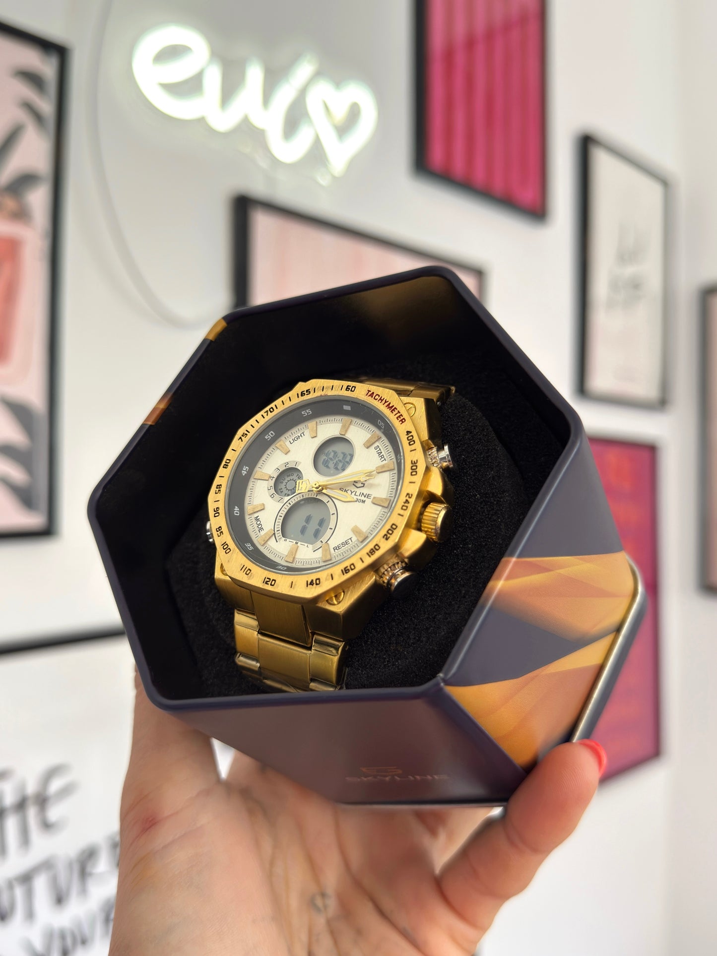 RELOJ UNISEX SKYLINE TACHYMETER GOLD | WHITE