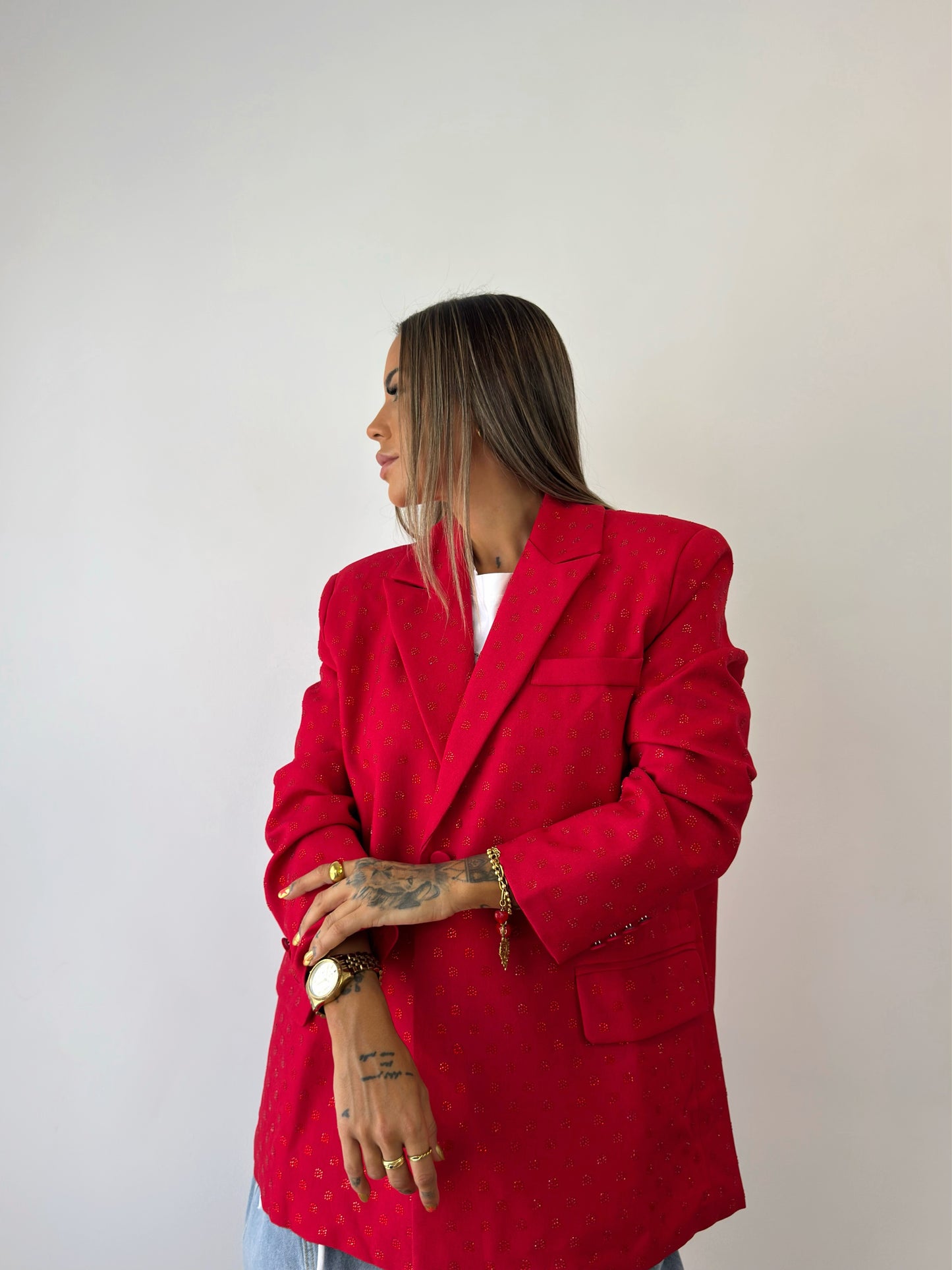 BLAZER OVER PREMIUM SHINNY RED