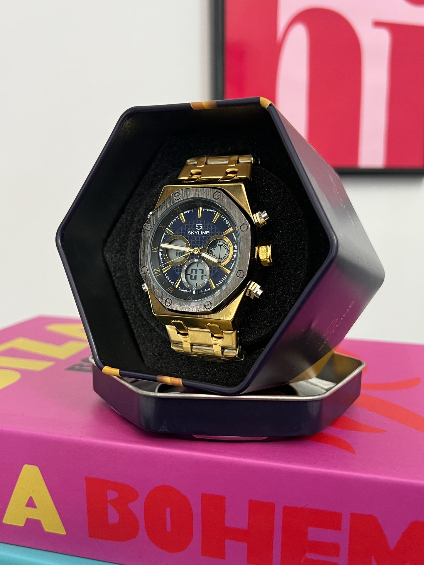 RELOJ SKYLINE BLACK | GOLD UNISEX