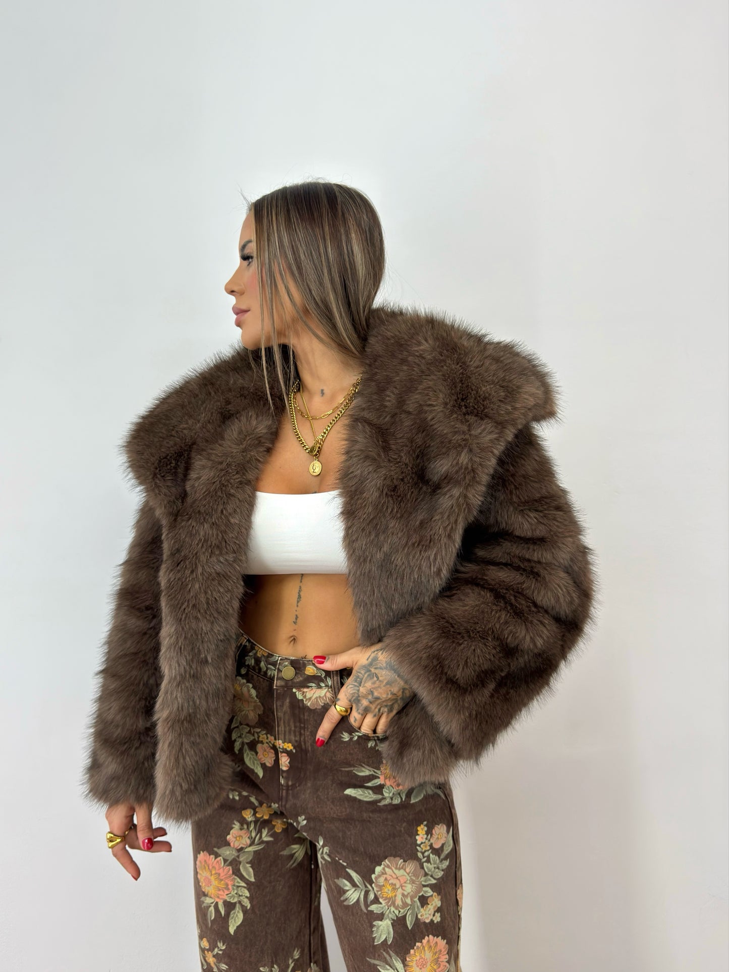 ABRIGO PREMIUM FAUX FUX CHOCO