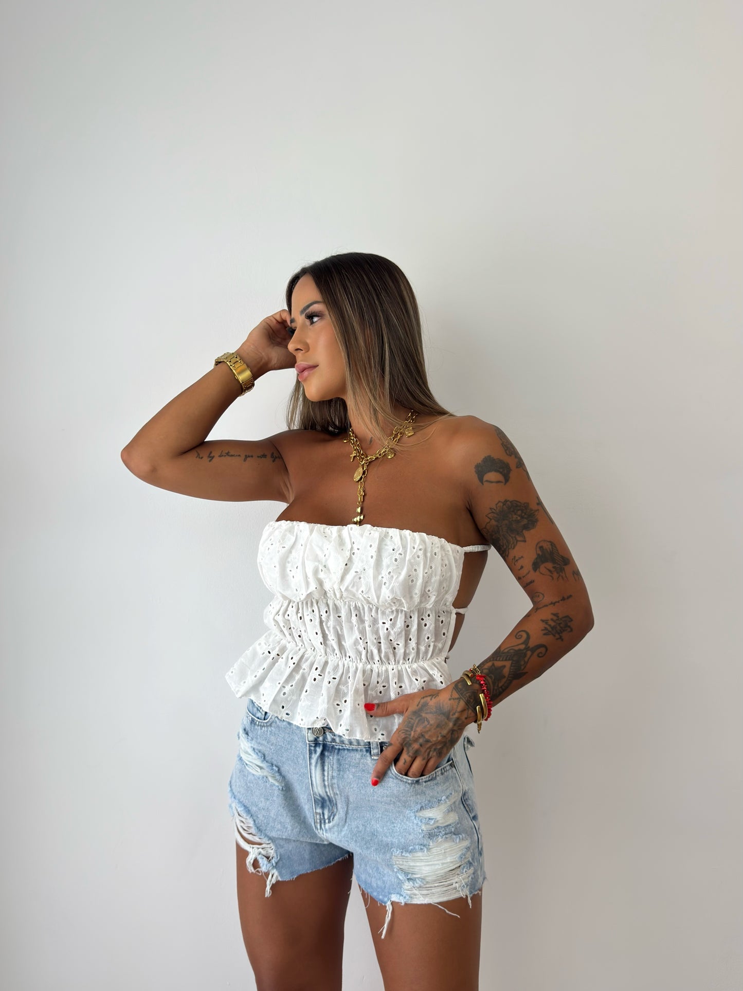SHORT DENIM BLUE BROKEN