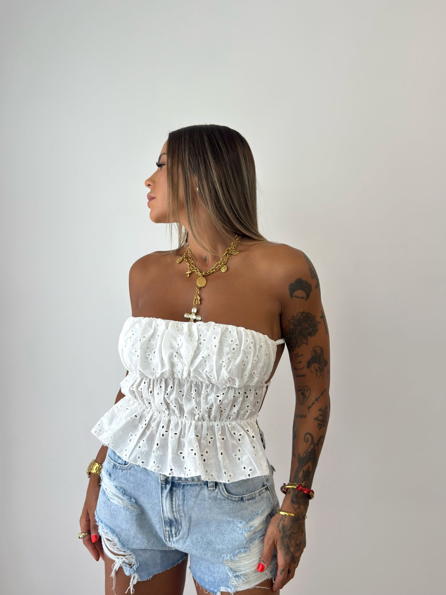 SHORT DENIM BLUE BROKEN