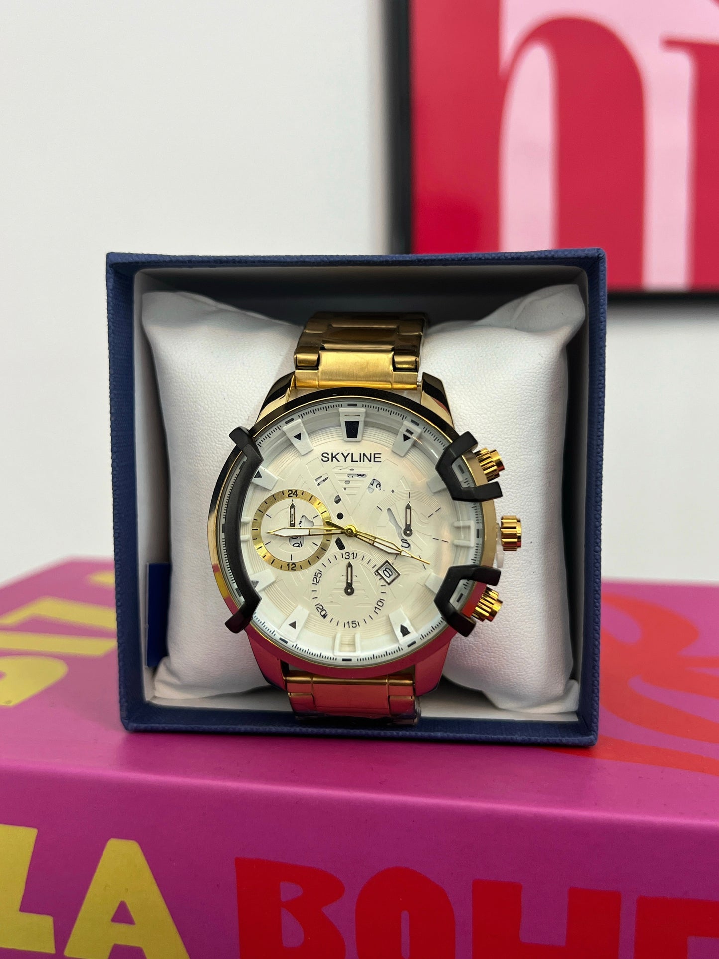 RELOJ SKYLINE GOLD BLACK GLASS | UNISEX