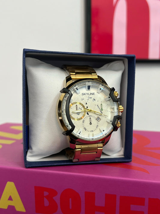 RELOJ SKYLINE GOLD BLACK GLASS | UNISEX