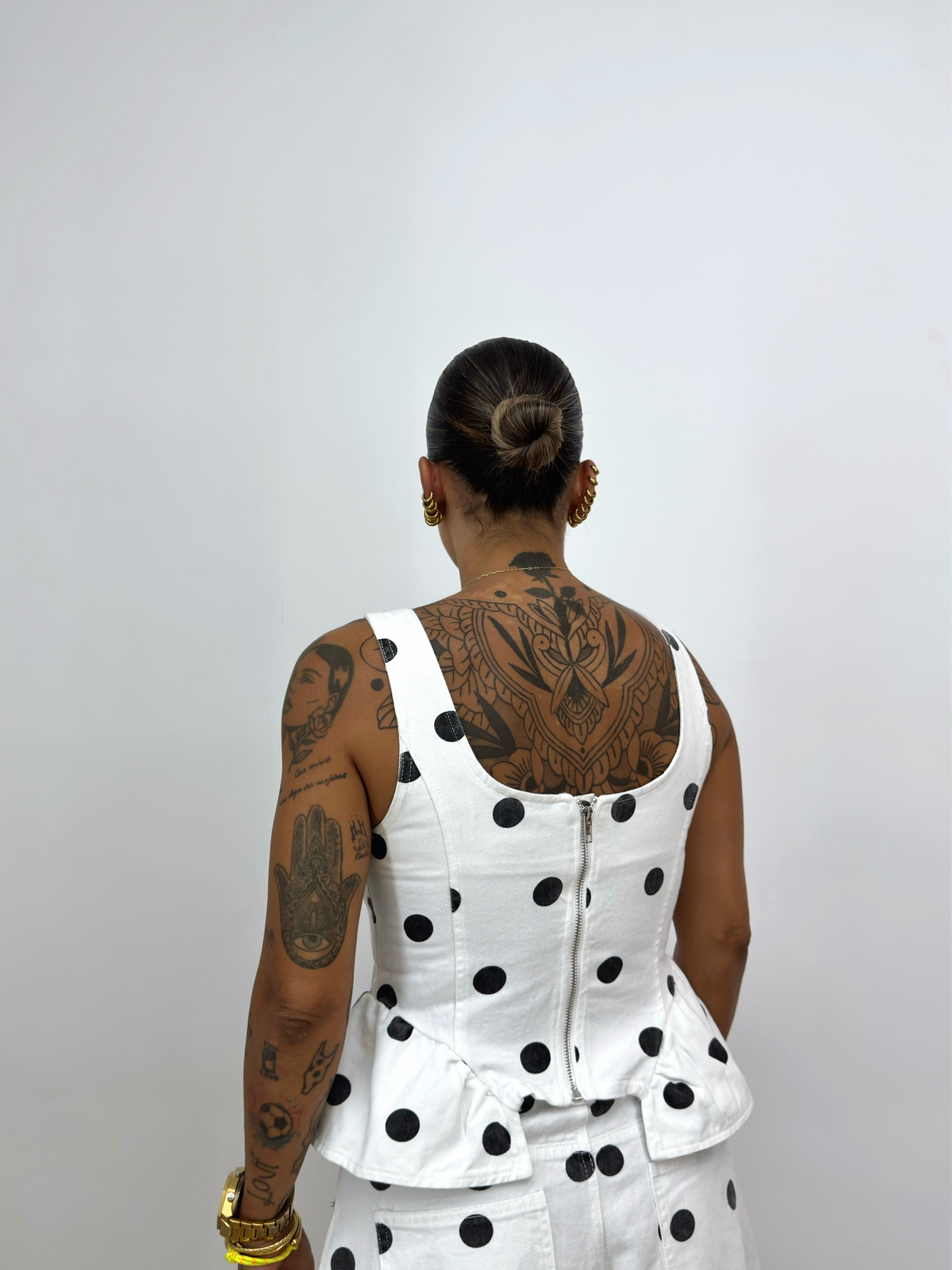 TOP PREMIUM DEMIM POLKA DOTS