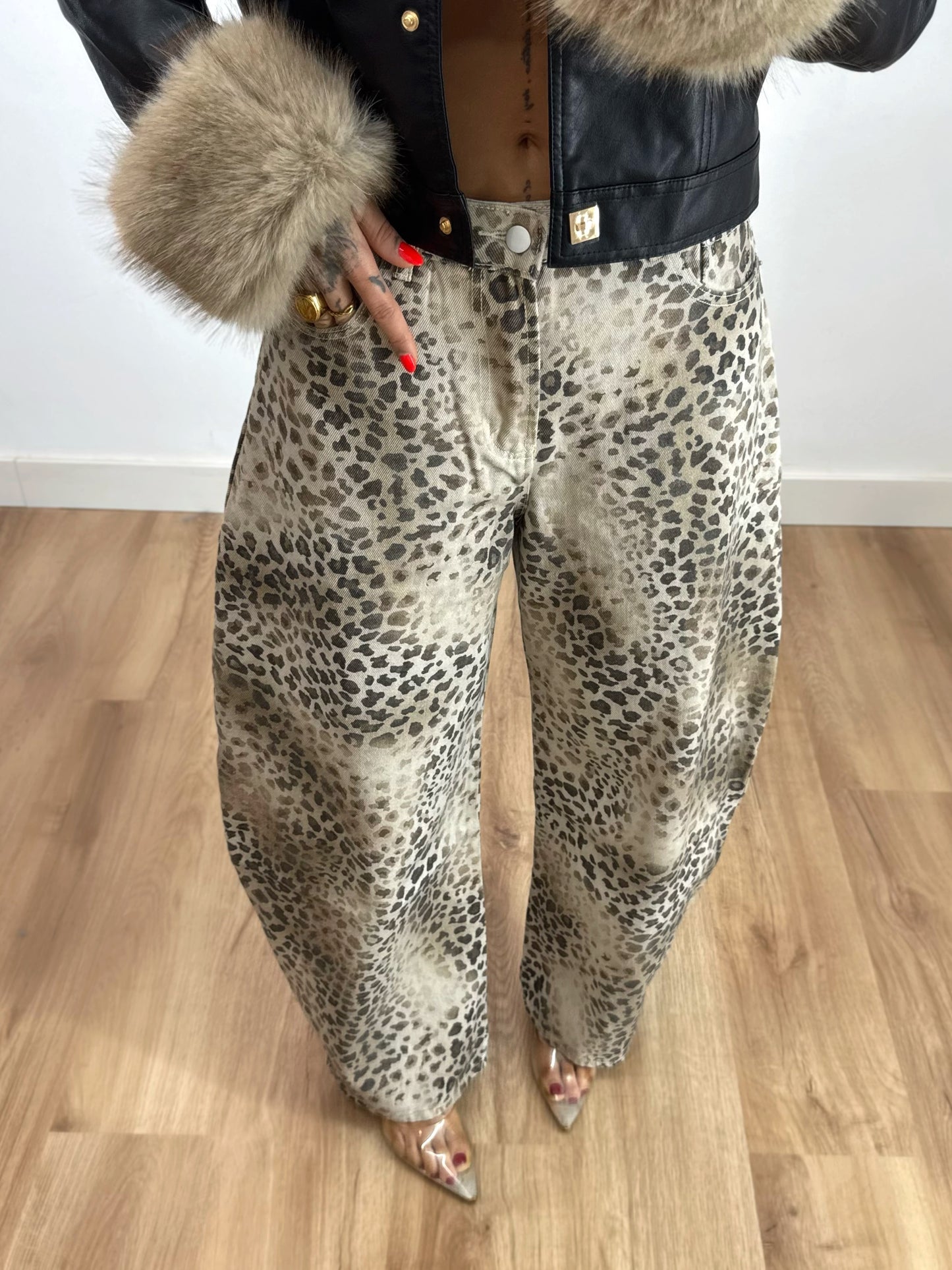 JEANS PREMIUM BALLOON LEOPARD