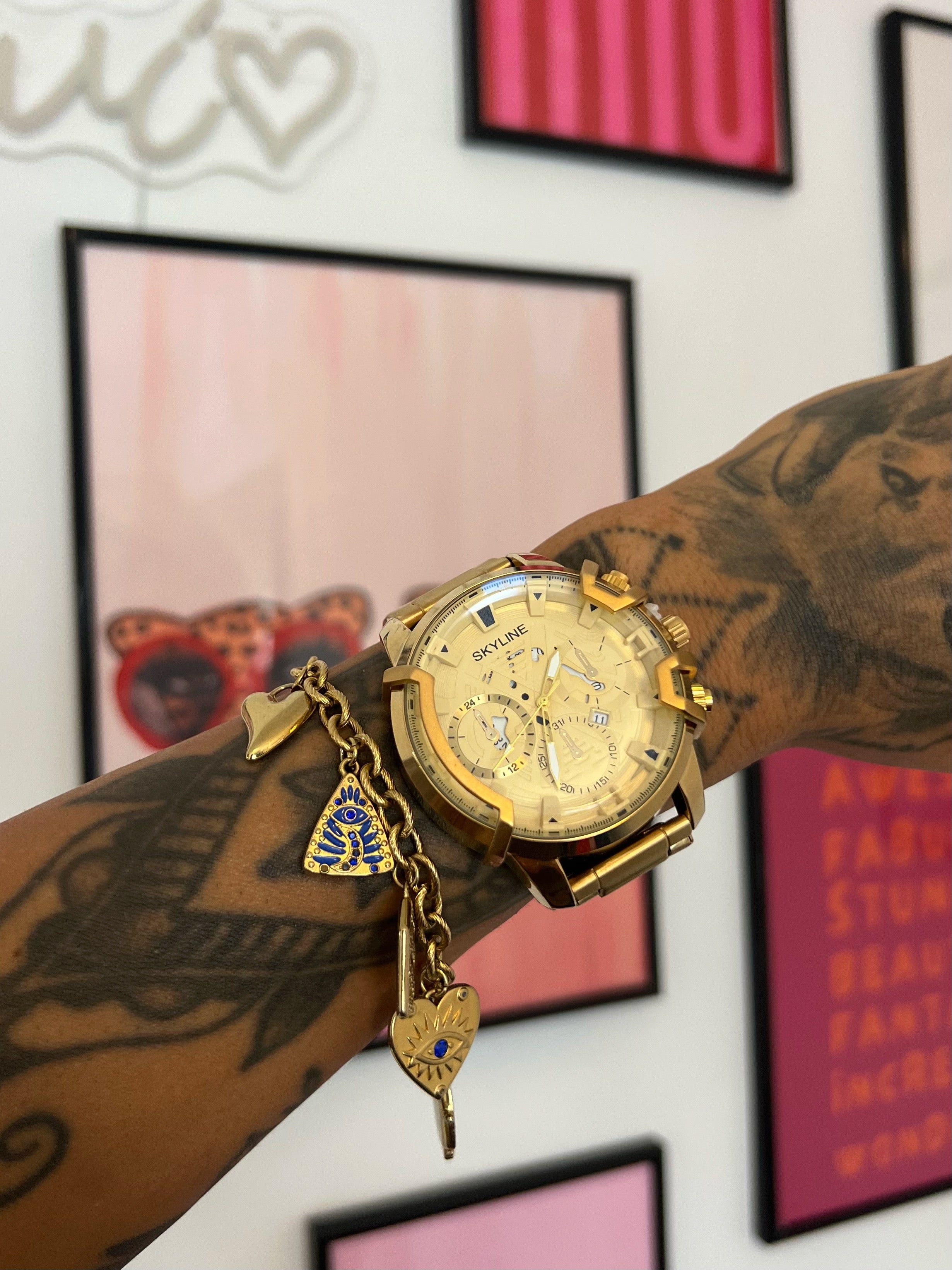 RELOJ SKYLINE GOLD GLASS | UNISEX