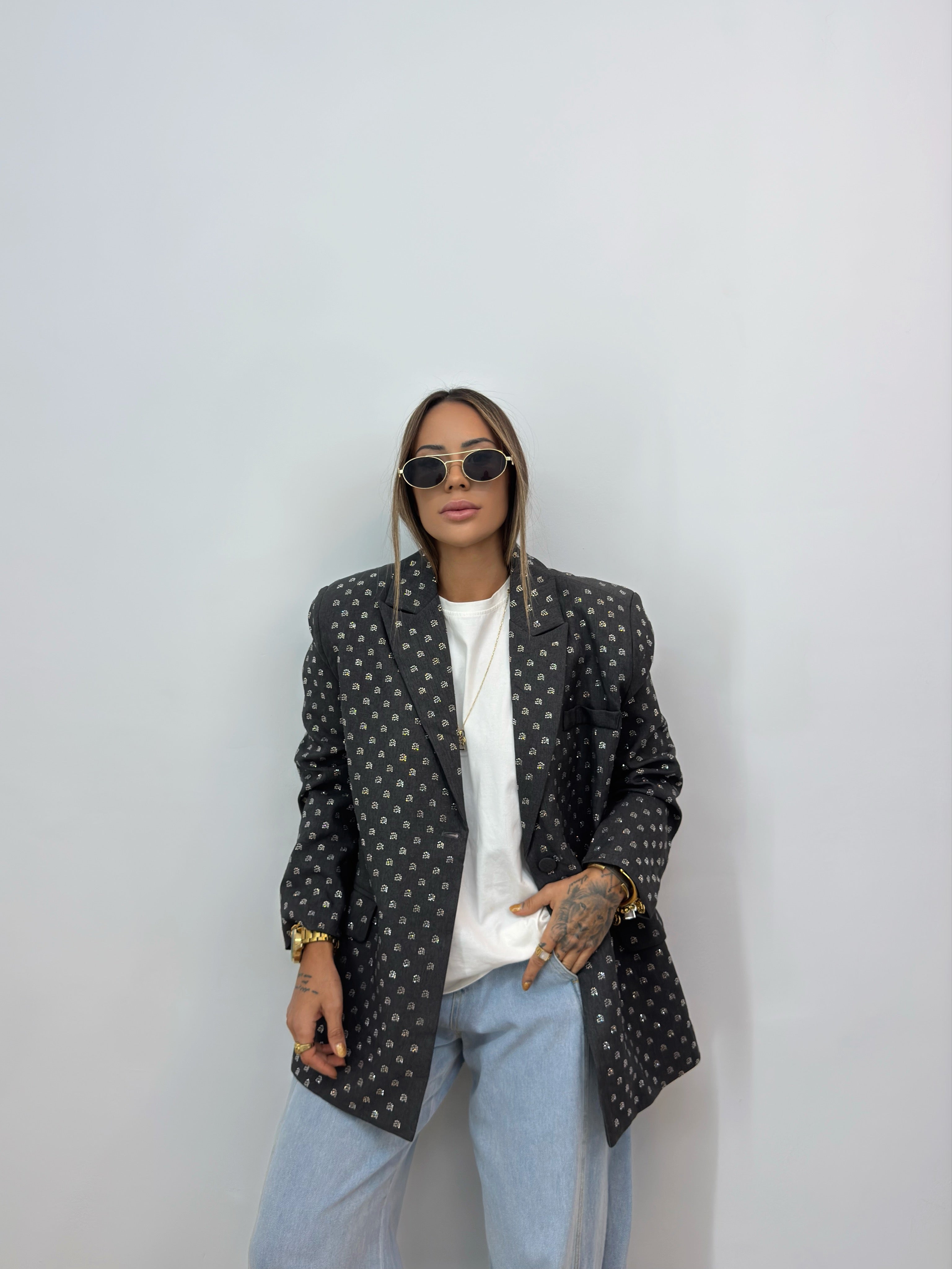 BLAZER OVER PREMIUM SHINNY GREY