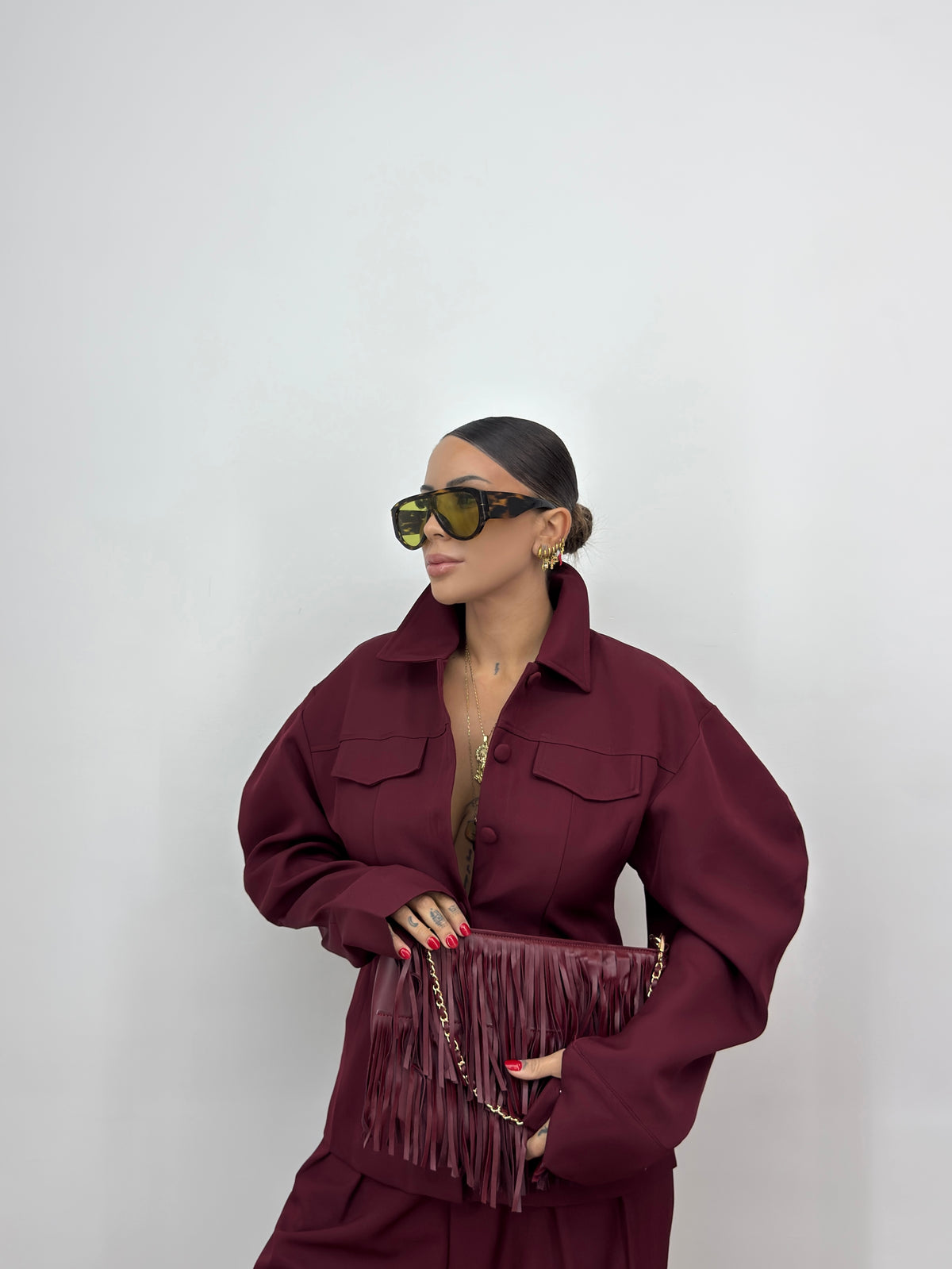 BOLSO MID FLEKKS WINE