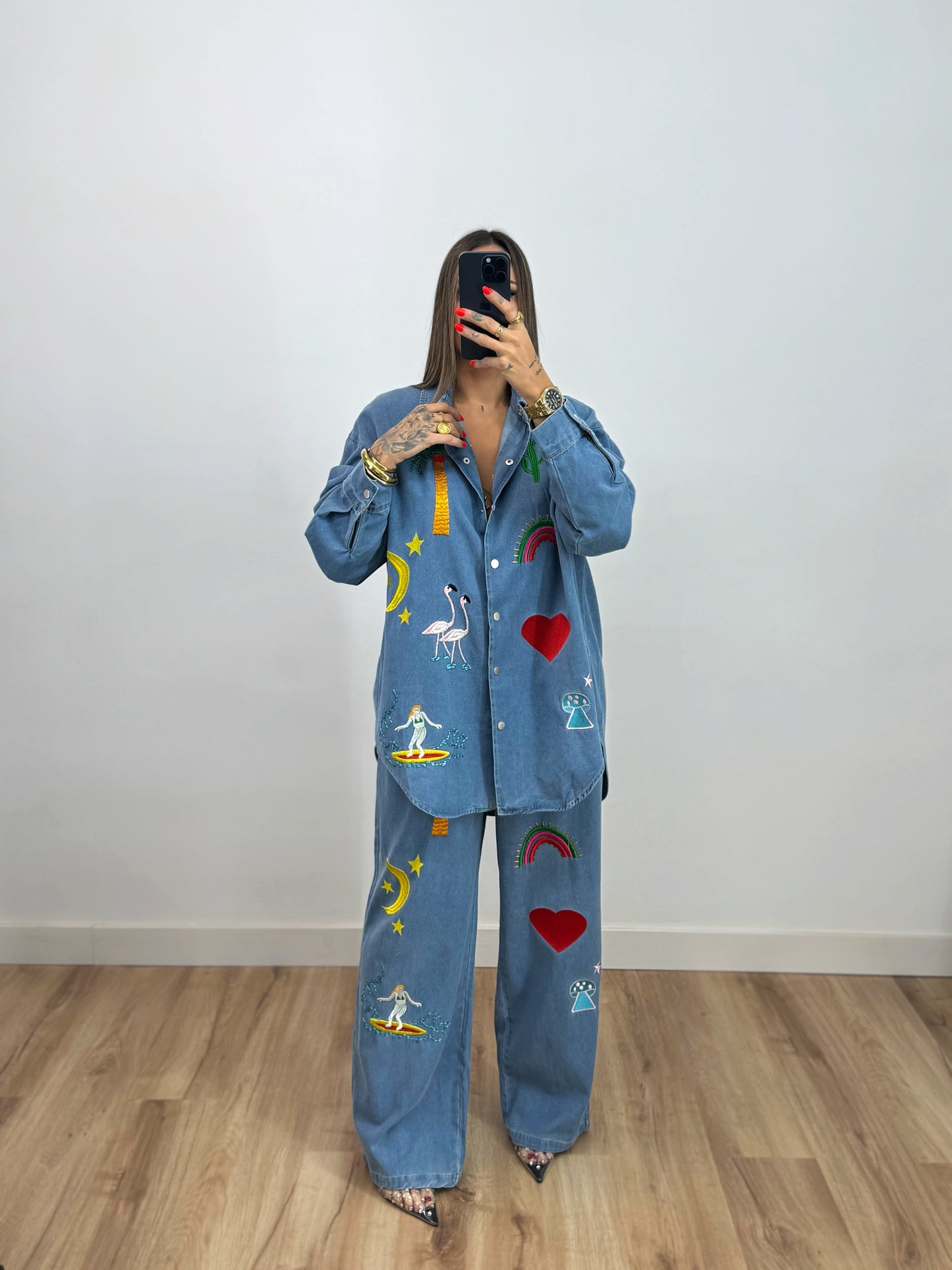 CONJUNTO PREMIUM DENIM FLAMINGO