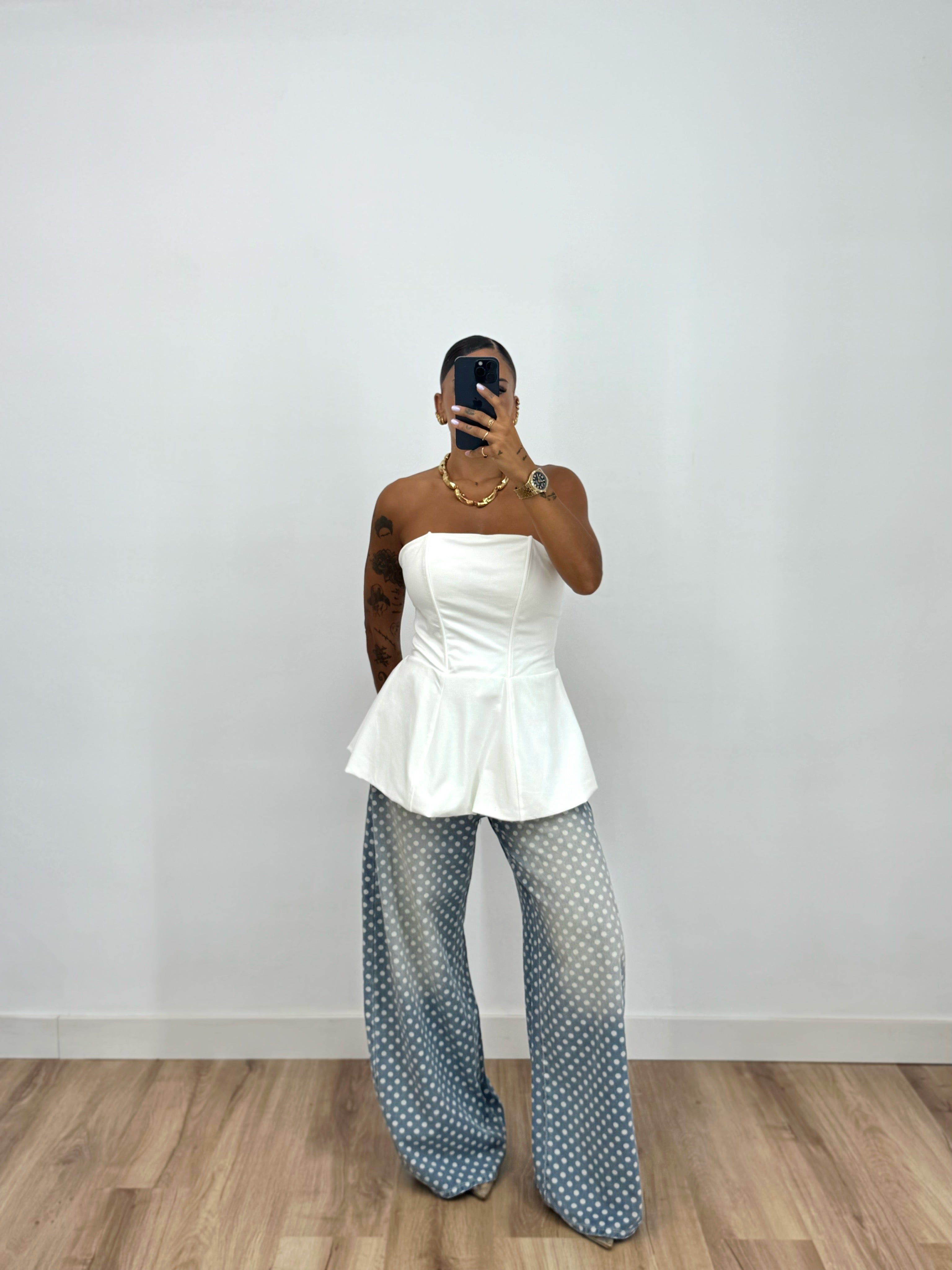 JEANS PREMIUM WHITE DOTS