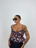 CORSET PEPLUM FLOWERS