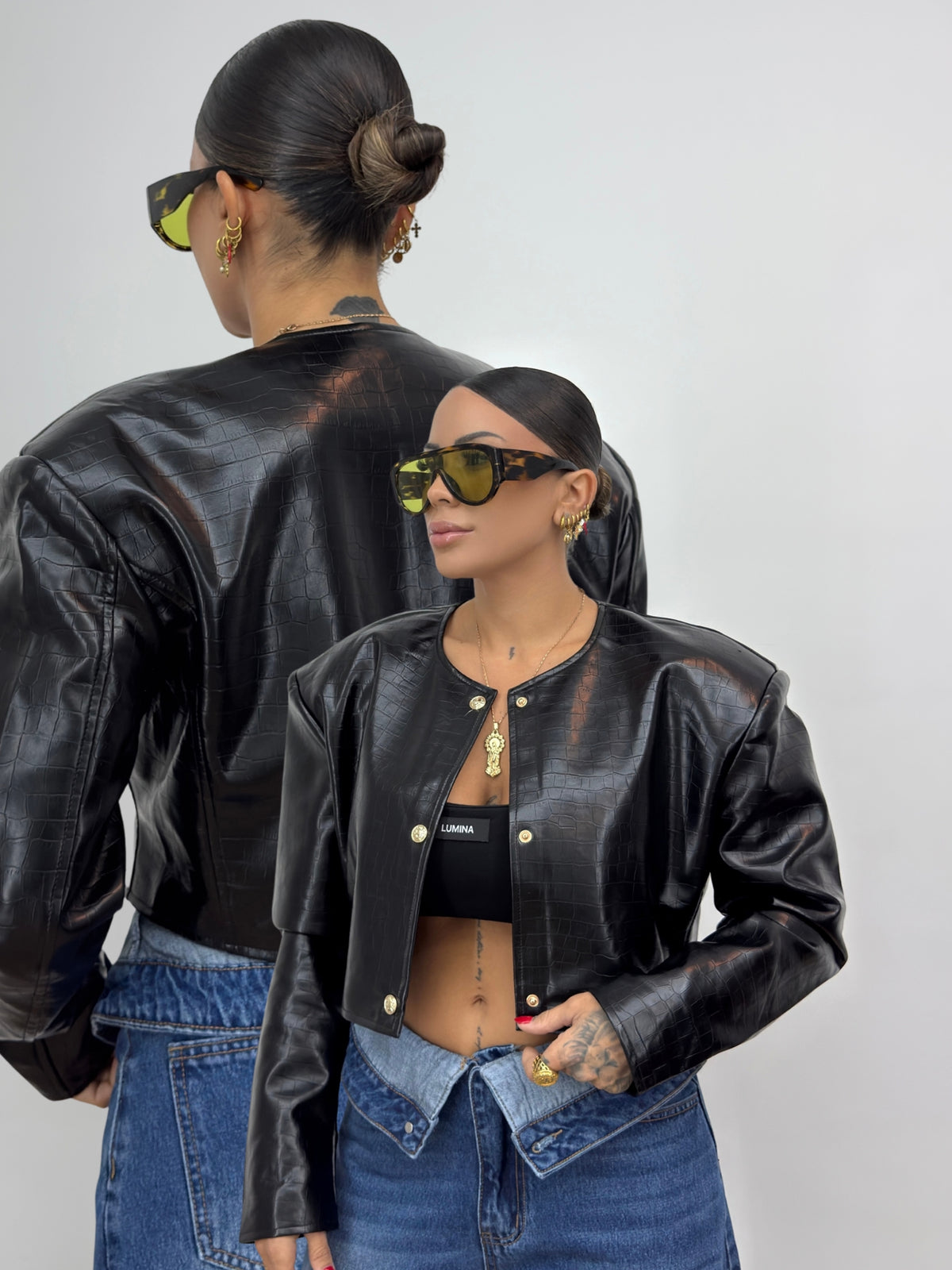 CHAQUETA CROPPED CROCO
