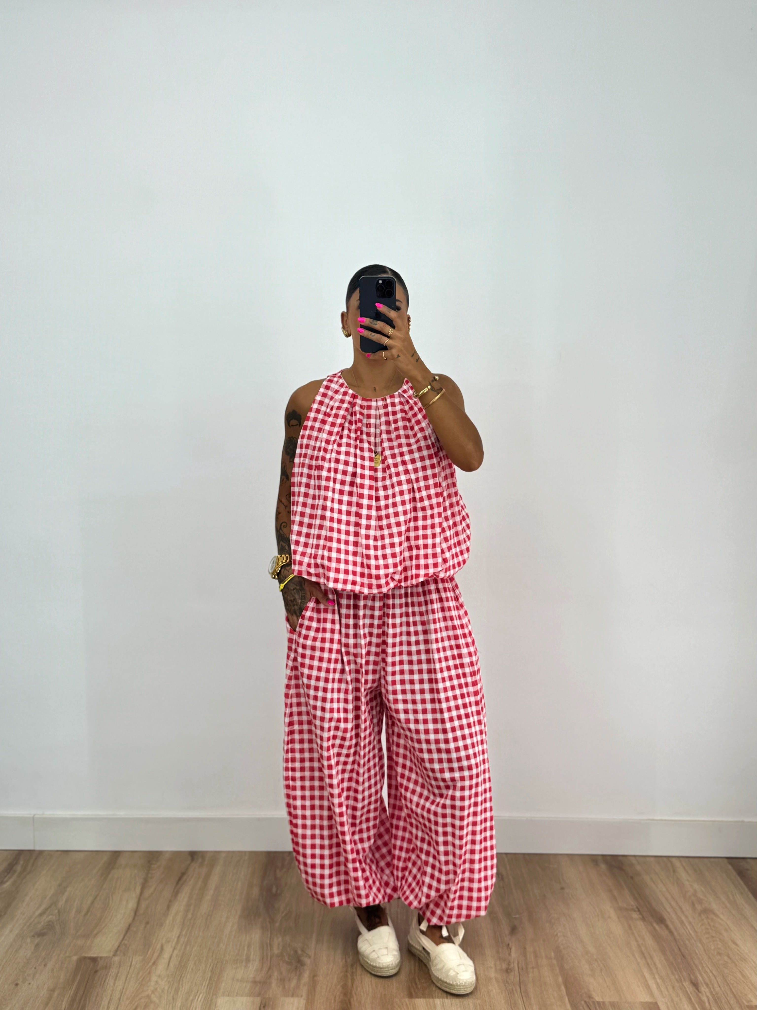 PANTALÓN BALLOON VICHY RED