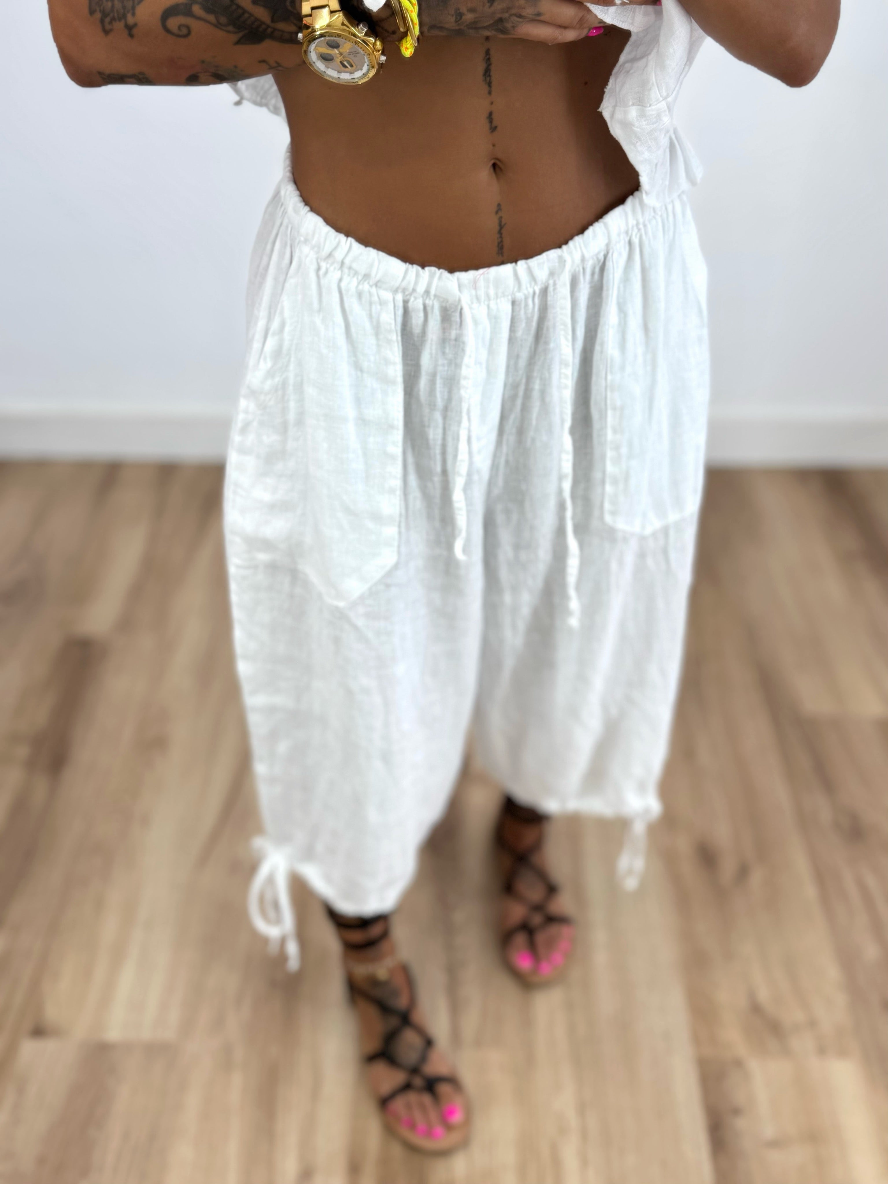 PANTALÓN CULOTTE PREMIUM PURO LINO HANNAH