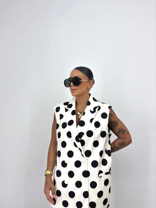 CHALECO OVER PREMIUM TRAJE POLKA DOTS