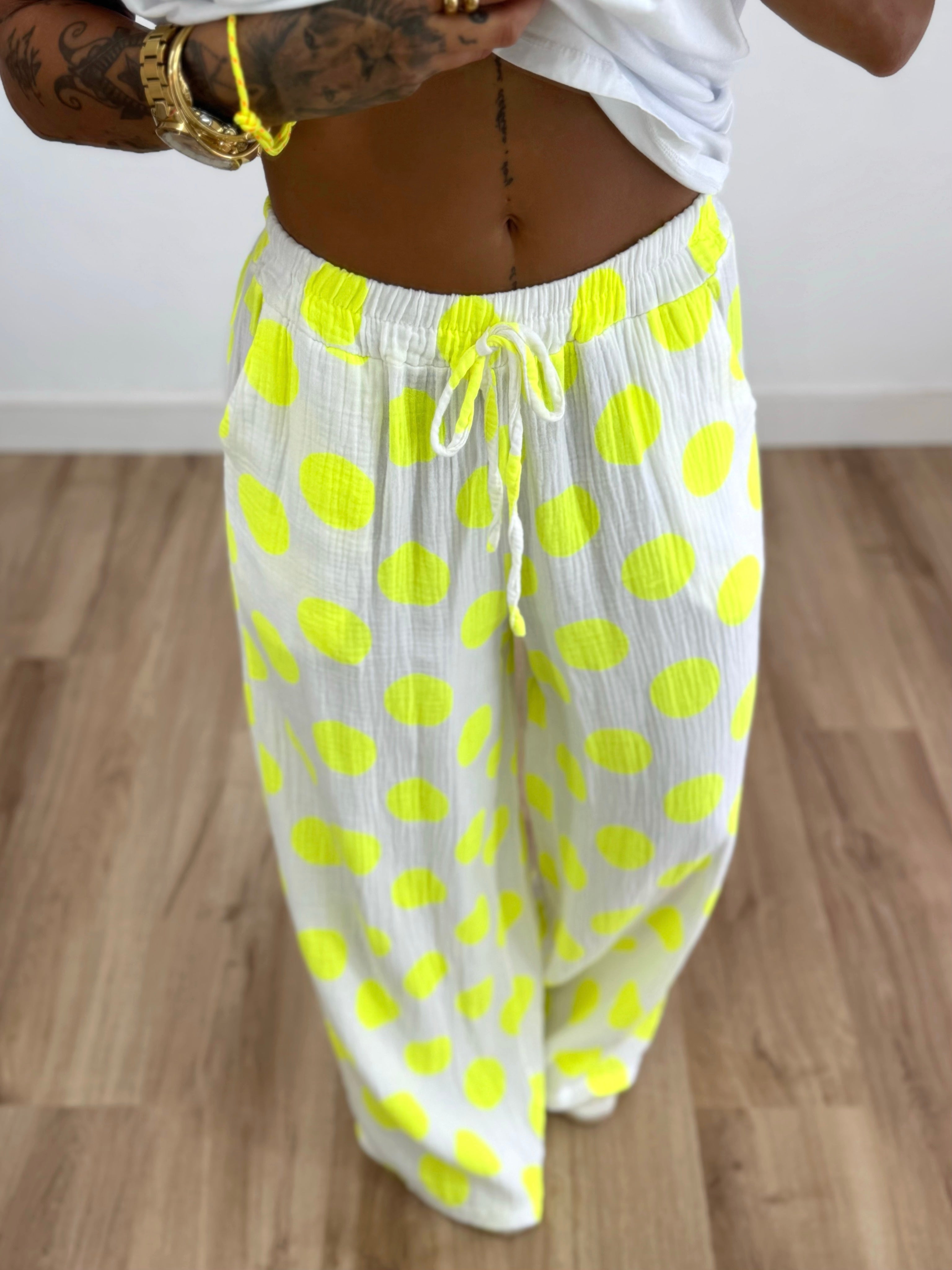 PANTALÓN BAMBULA POLKA DOTS FLÚOR