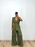 PANTALÓN LUMINA CO-LINO ARMY GREEN