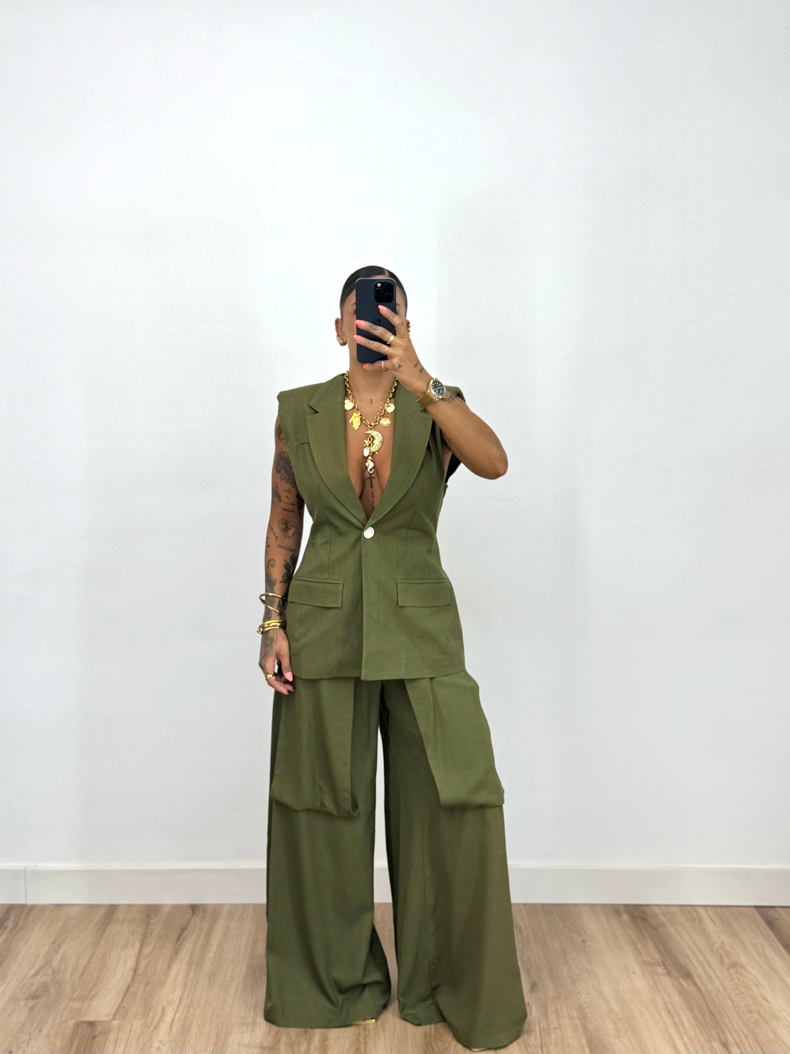 PANTALÓN LUMINA CO-LINO ARMY GREEN
