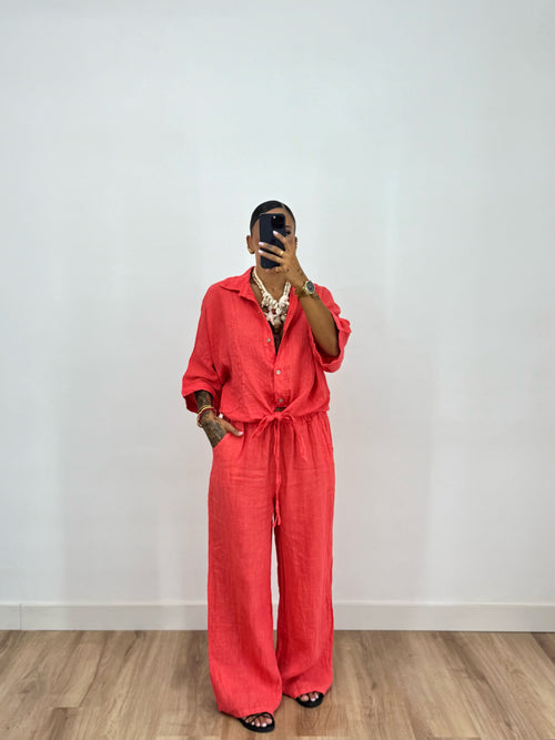 CAMISA PURO LINO CORAL