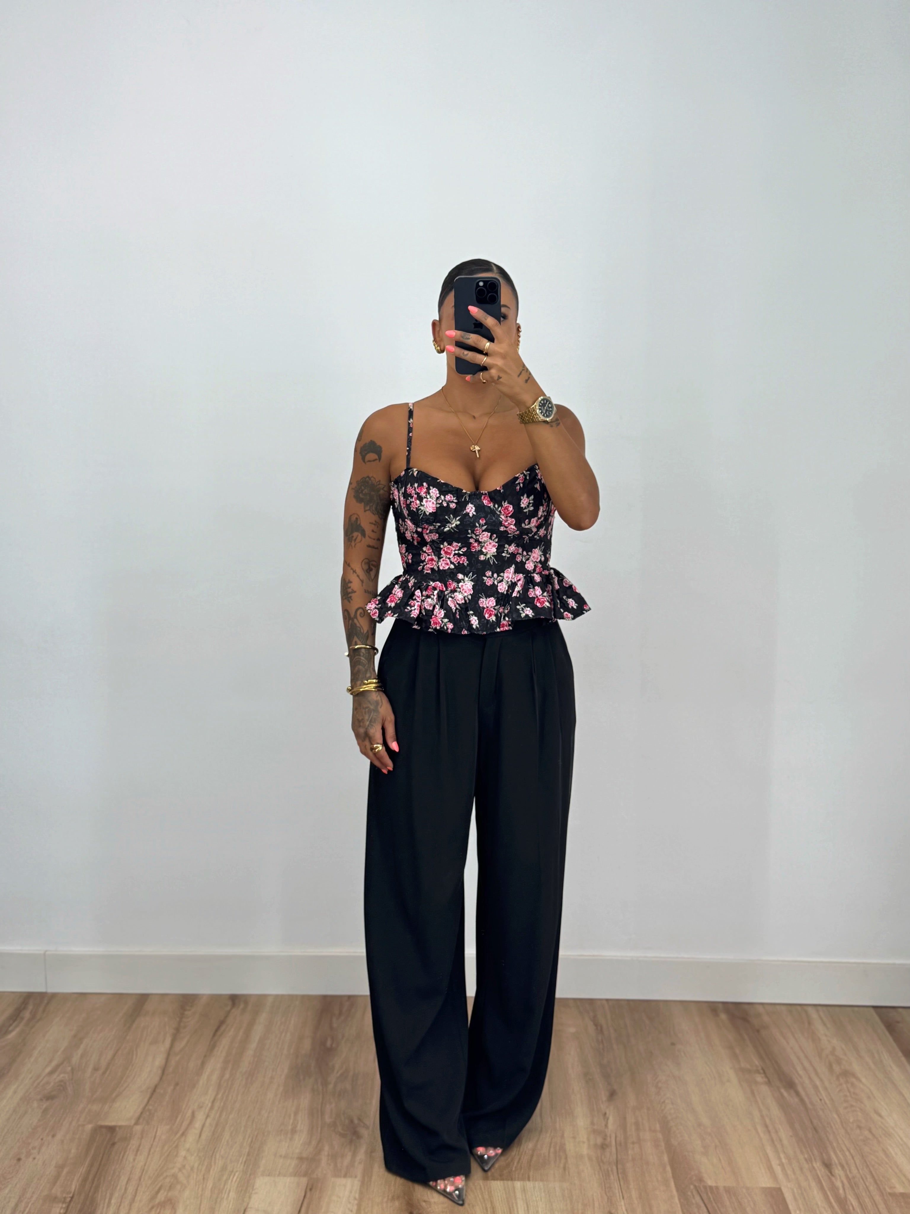 CORSET PEPLUM FLOWERS