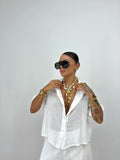 CAMISA CROPPED REJILLA BLANK