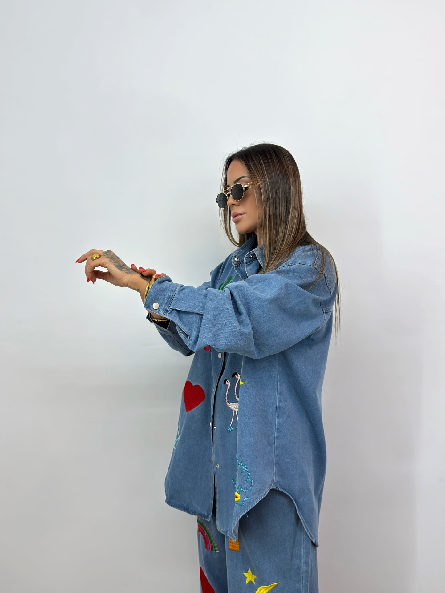 CONJUNTO PREMIUM DENIM FLAMINGO