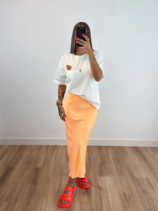FALDA SATINADA ORANGE NEÓN
