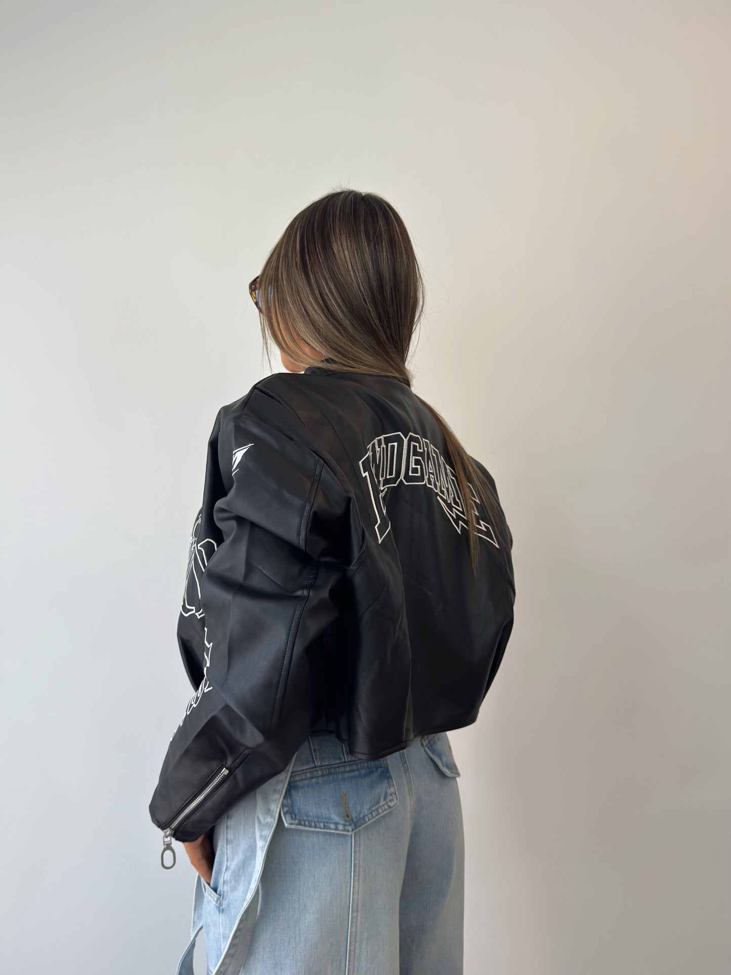 BIKER CROPPED PREMIUM FLORA BLACK