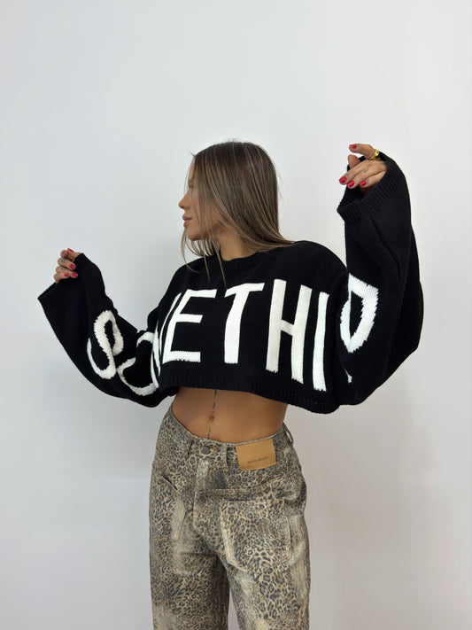 JERSEY CROPPED BLACK SOMETHING