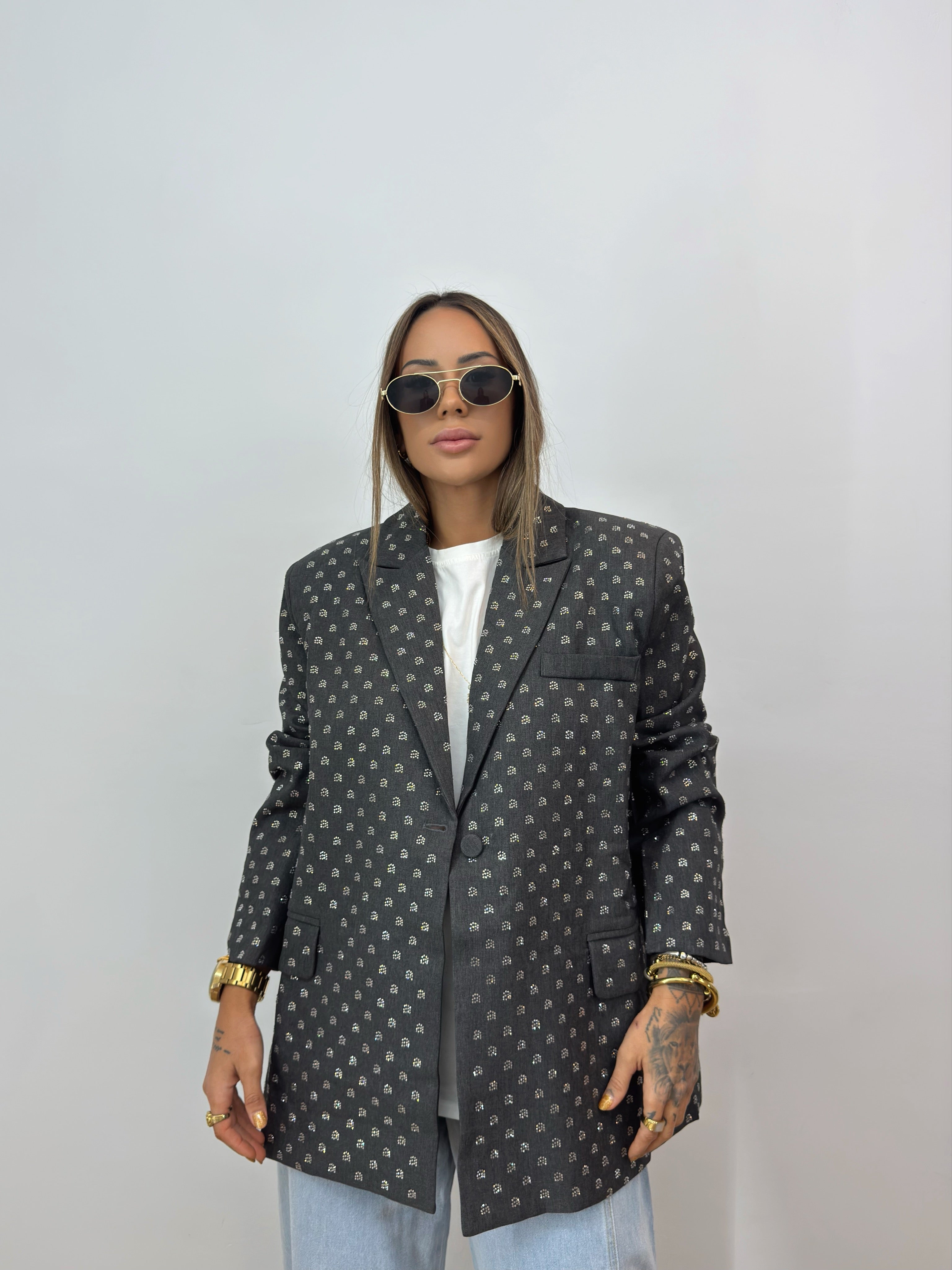 BLAZER OVER PREMIUM SHINNY GREY