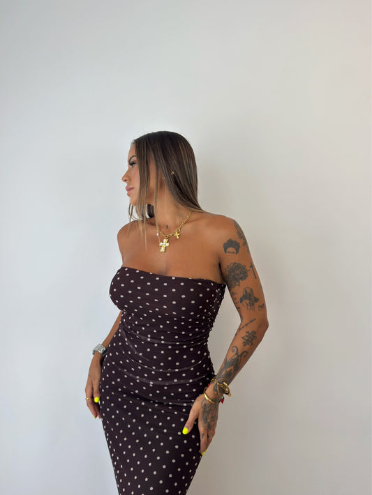 VESTIDO TUL POLKA BROWN