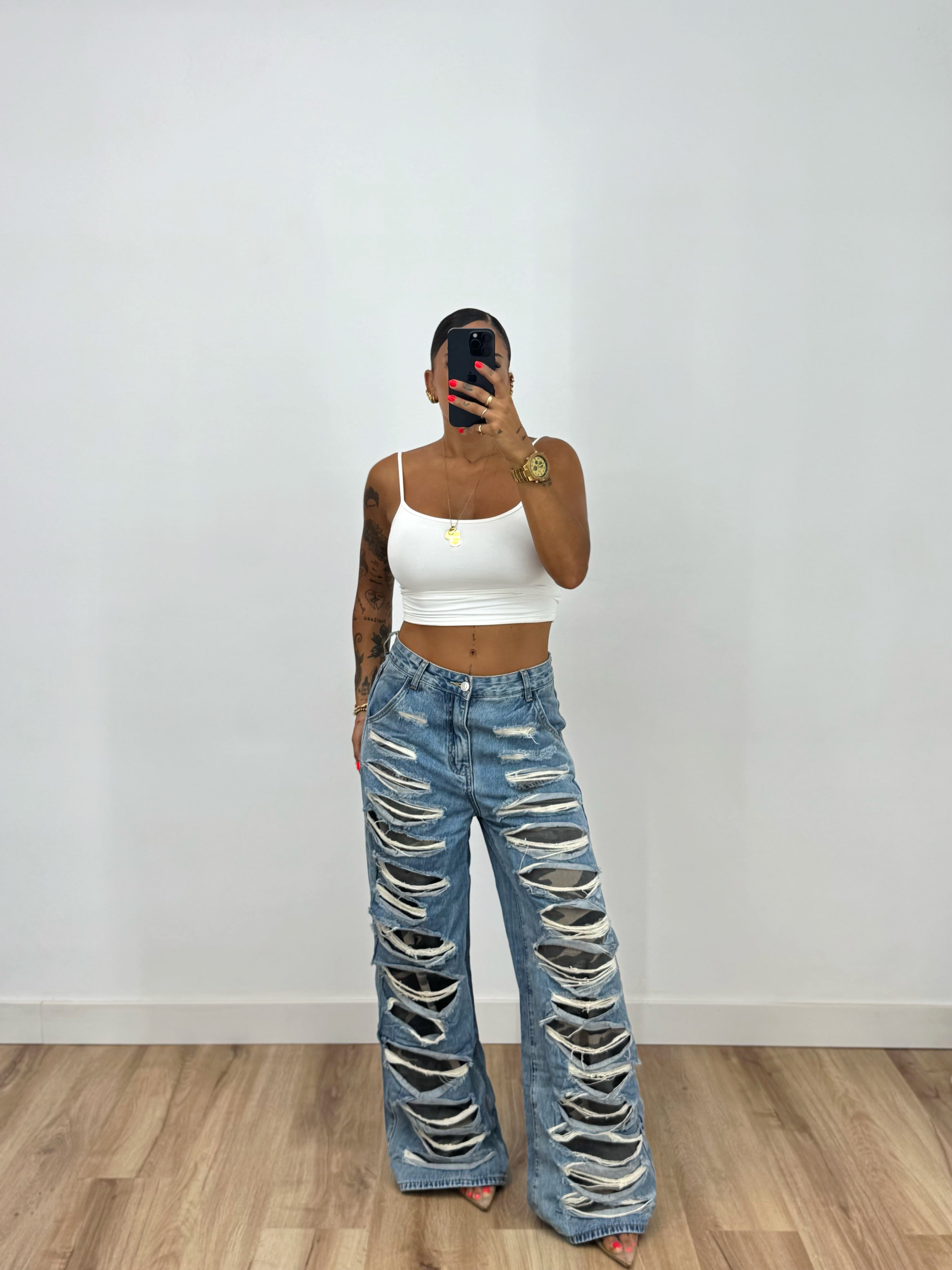 JEANS PREMIUM BROKEN CAMO