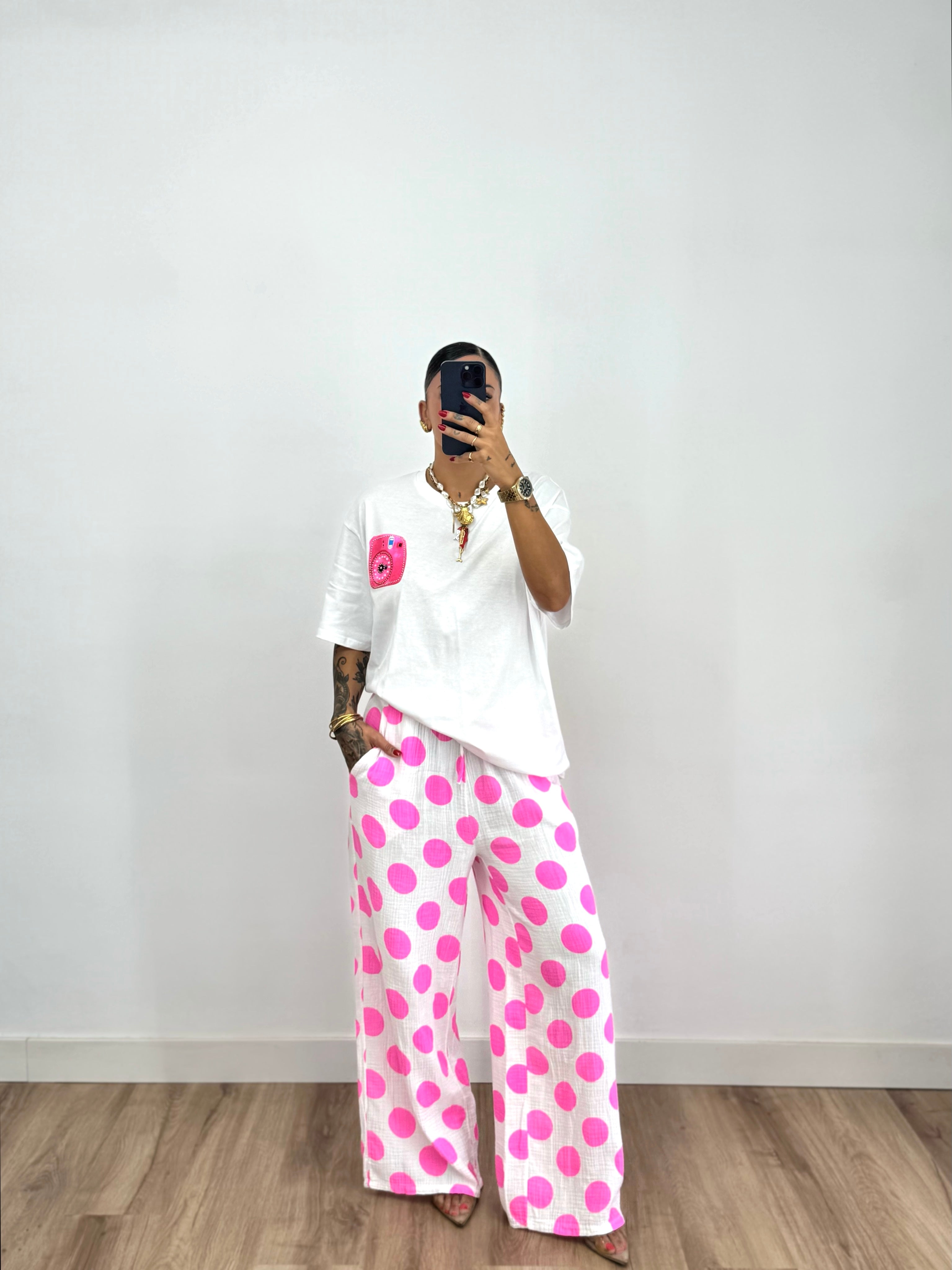 PANTALÓN BAMBULA POLKA DOTS FLÚOR