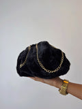 CLUTCH PREMIUM FAUX FUX BLACK