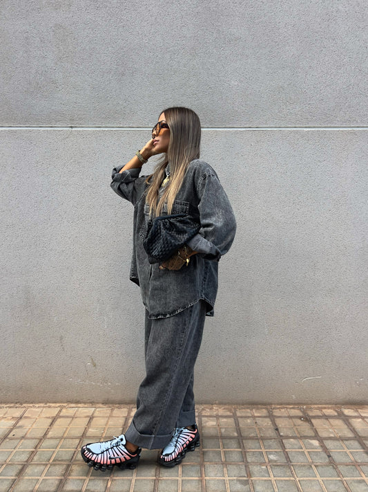 CONJUNTO OVERSIZE PREMIUM DENIM HARPER BLACK
