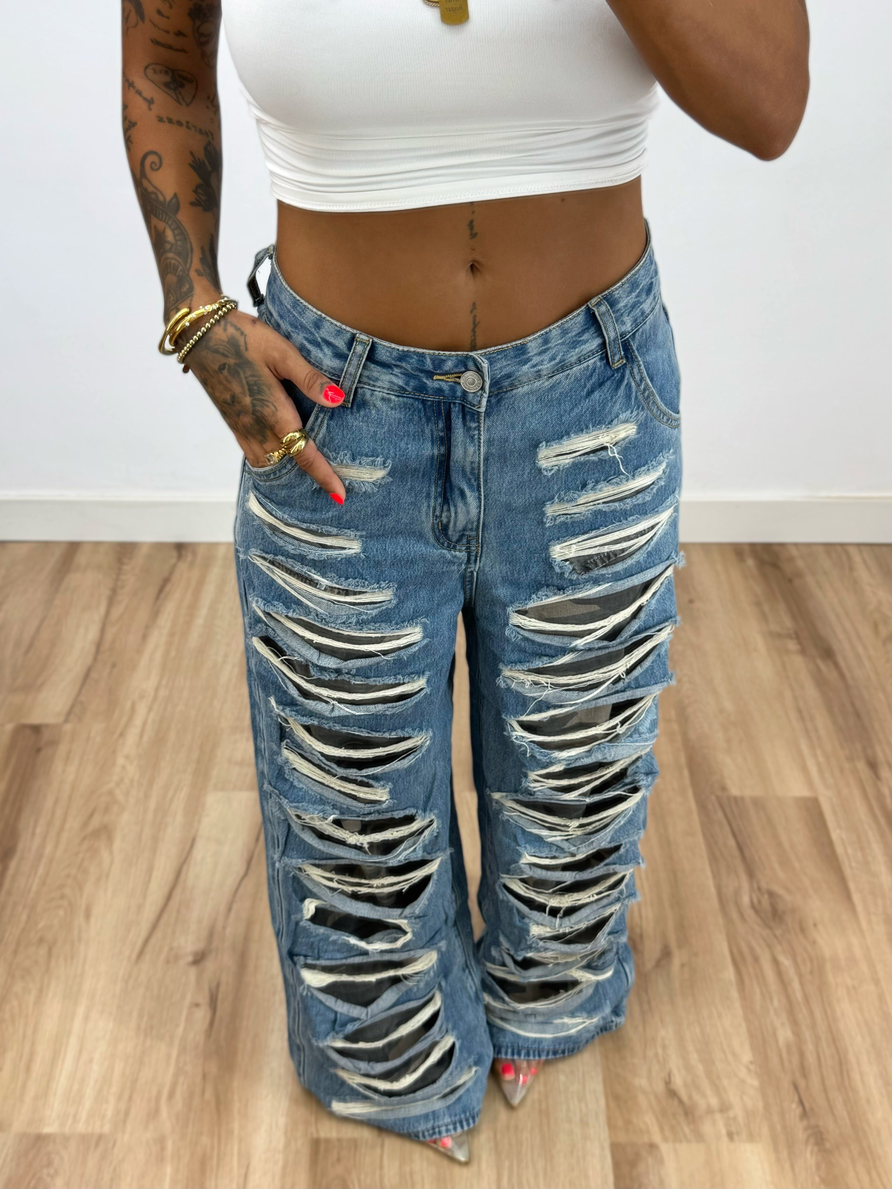 JEANS PREMIUM BROKEN CAMO