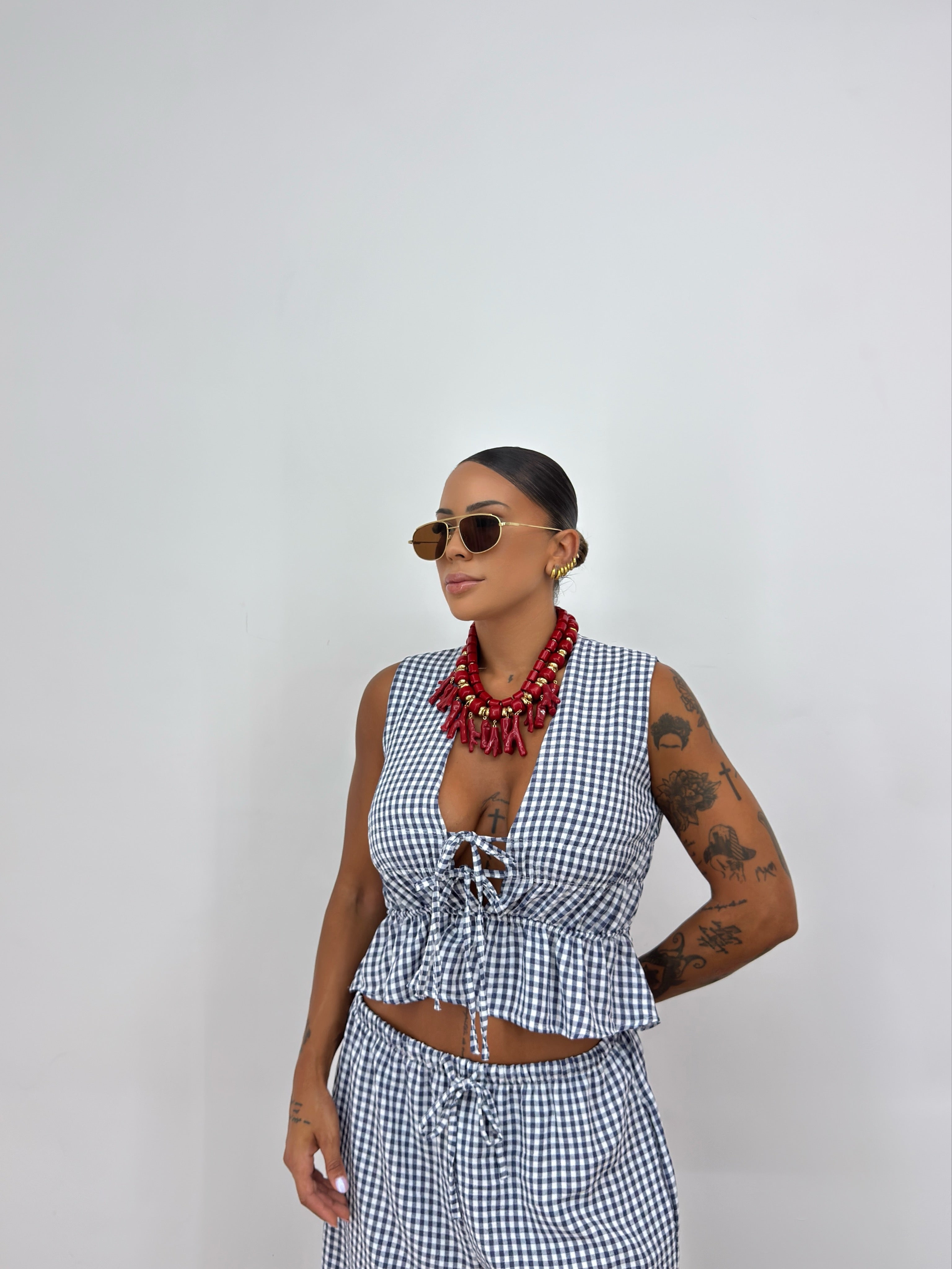TOP VICHY BLUE NAVY