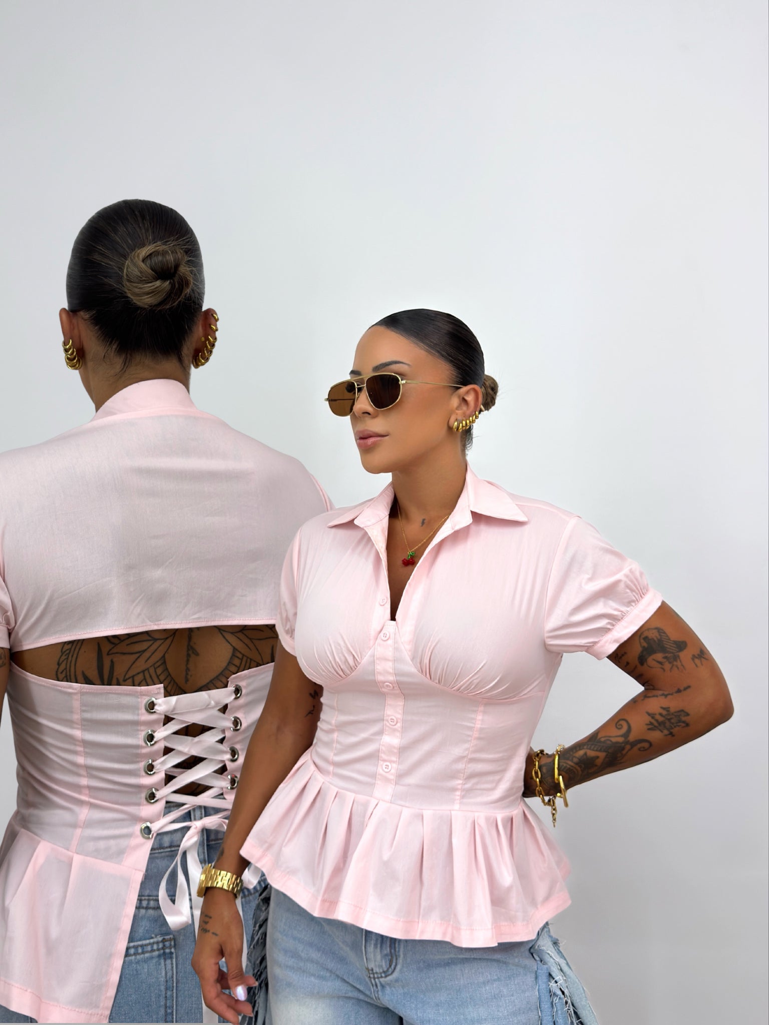 CAMISA PREMIUM ROSE PEPLUM