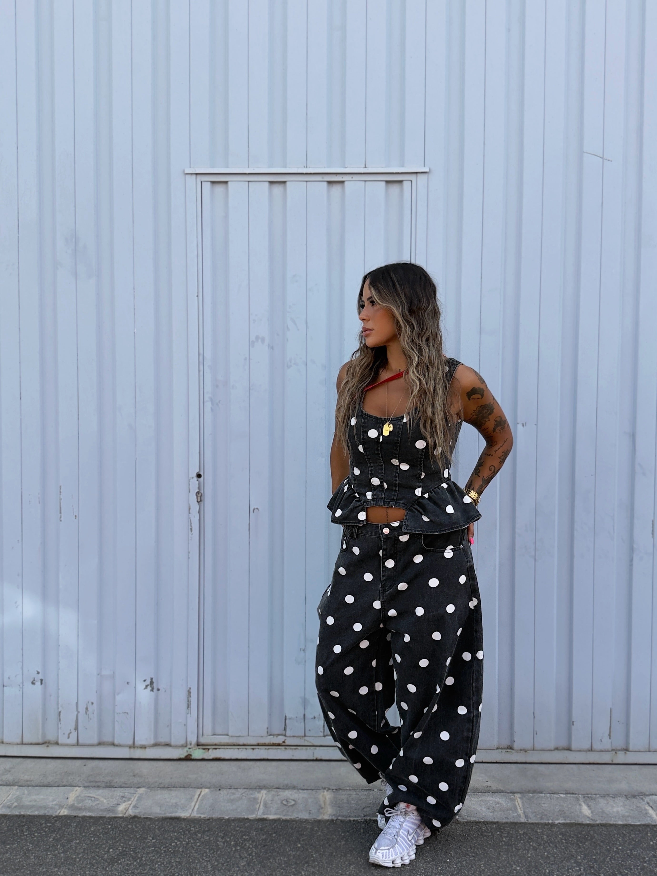 JEANS PREMIUM DENIM POLKA DOTS